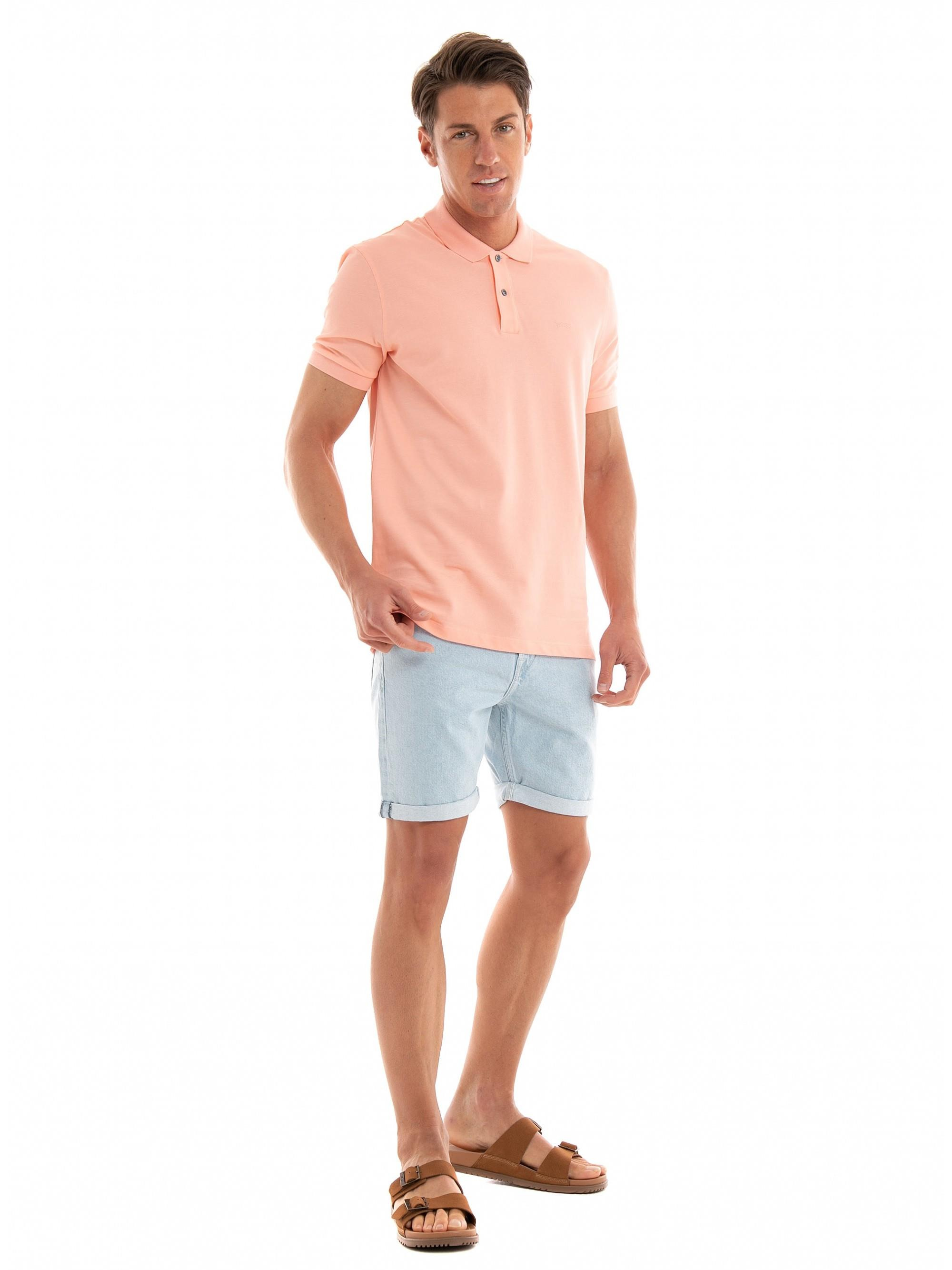 BOSS BOSS Erkek Pamuklu Polo Yakalı Düğme Kapamalı Kısa Kollu Pembe Polo Yaka T-Shirt 50468301-830
