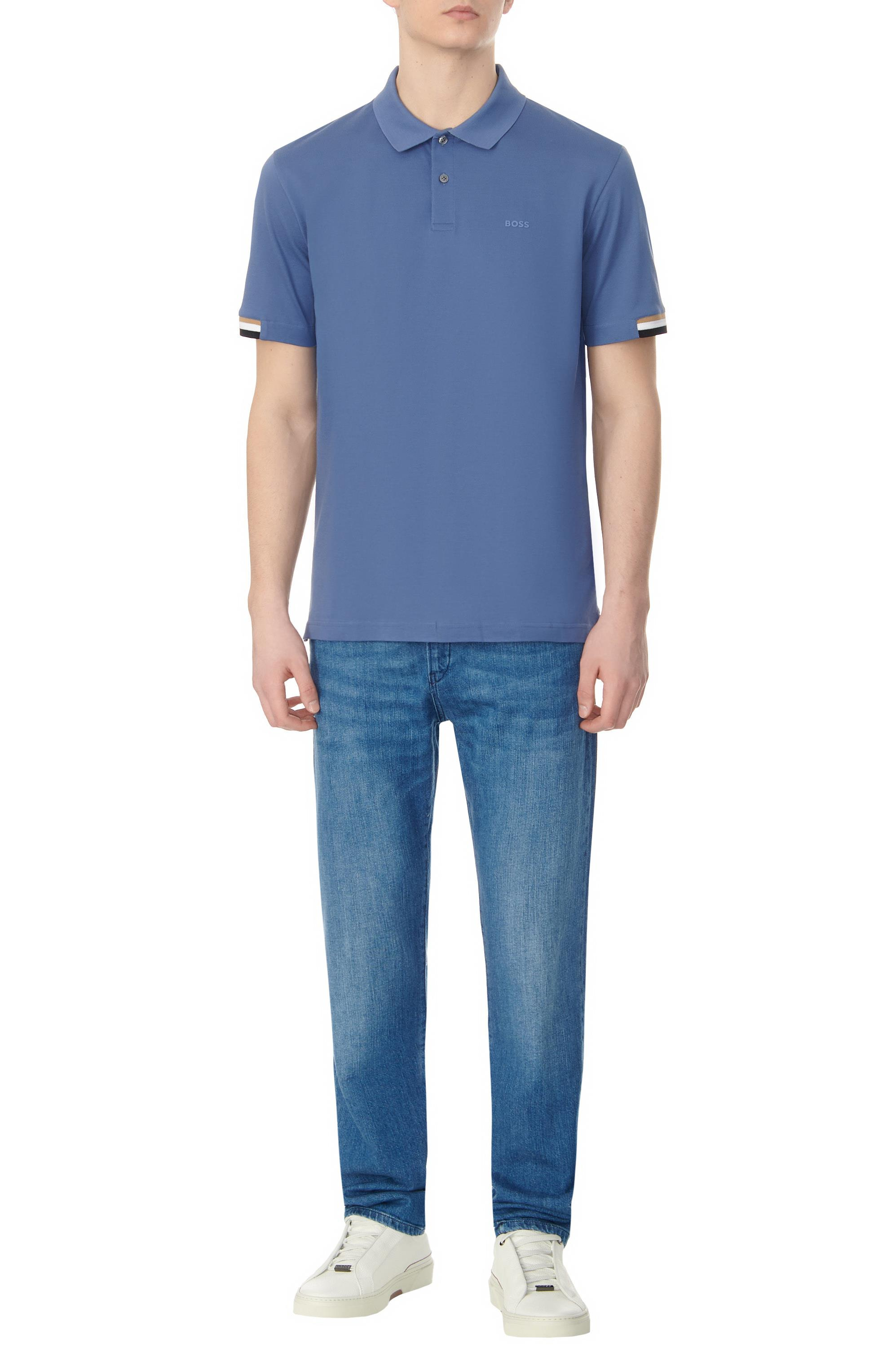 BOSS BOSS Erkek Pamuklu Polo Yakalı Düğme Kapamalı Kısa Kollu Lacivert1 Polo Yaka T-Shirt 50467113-479