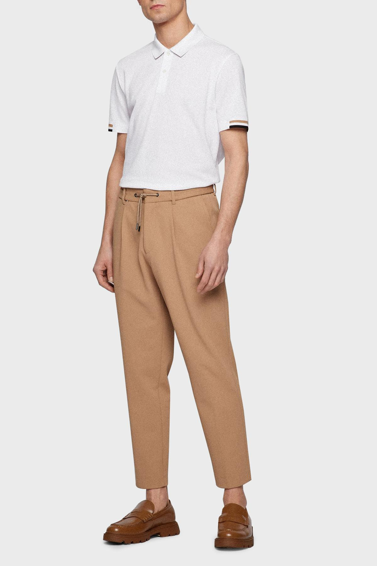 BOSS BOSS Erkek Pamuklu Polo Yakalı Düğme Kapamalı Kısa Kollu Beyaz Polo Yaka T-Shirt 50467113-100