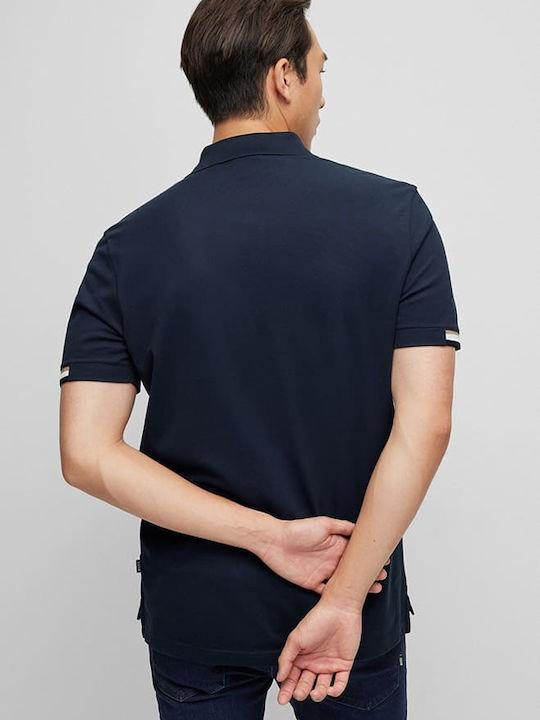 BOSS BOSS Erkek Pamuklu Polo Yakalı Düğme Kapamalı Kısa Kollu Lacivert Polo Yaka T-Shirt 50467113-404