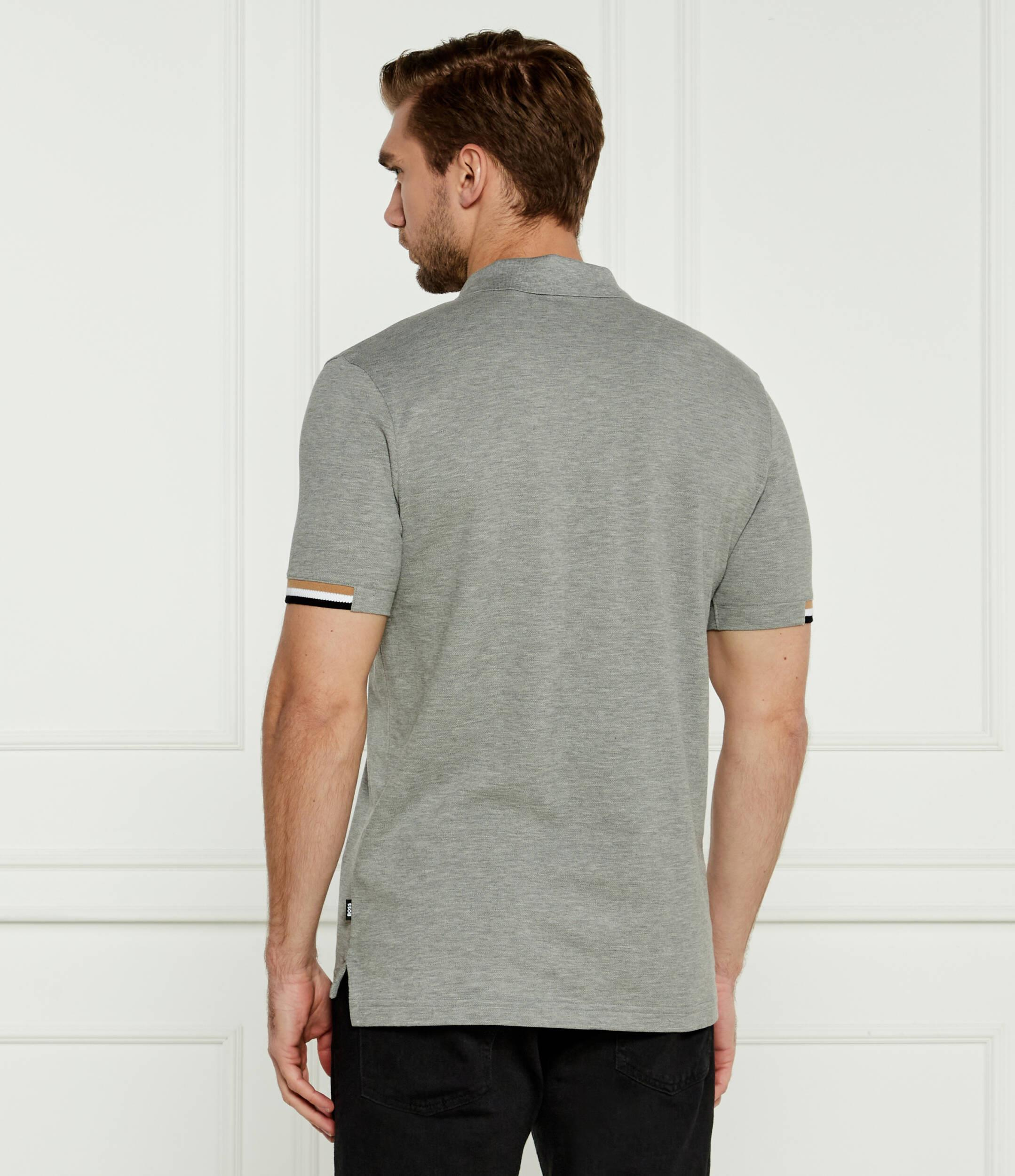 BOSS  BOSS Erkek Pamuklu Polo Yakalı Düğme Kapamalı Kısa Kollu Gri Polo Yaka T-Shirt 50467113-041