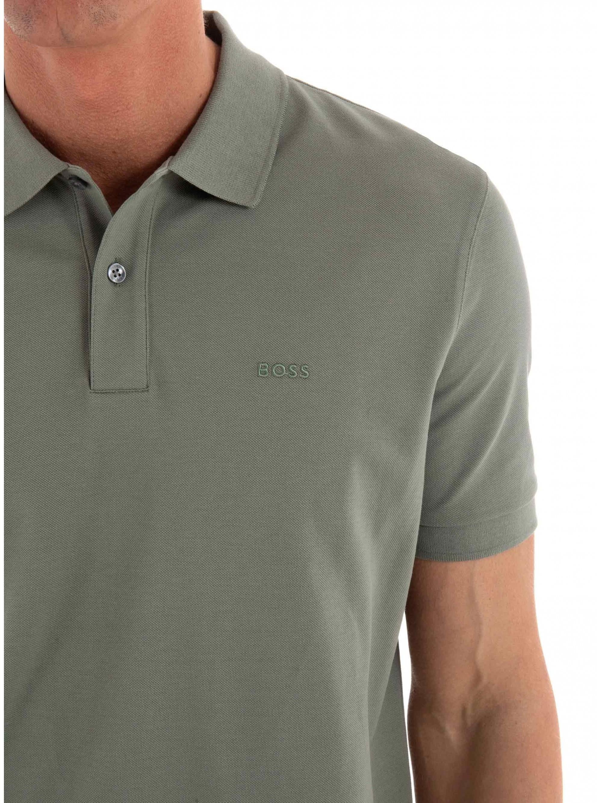 BOSS BOSS Erkek Pamuklu Polo Yakalı Düğme Kapamalı Kısa Kollu Yeşil 2 Polo Yaka T-Shirt 50468301-343