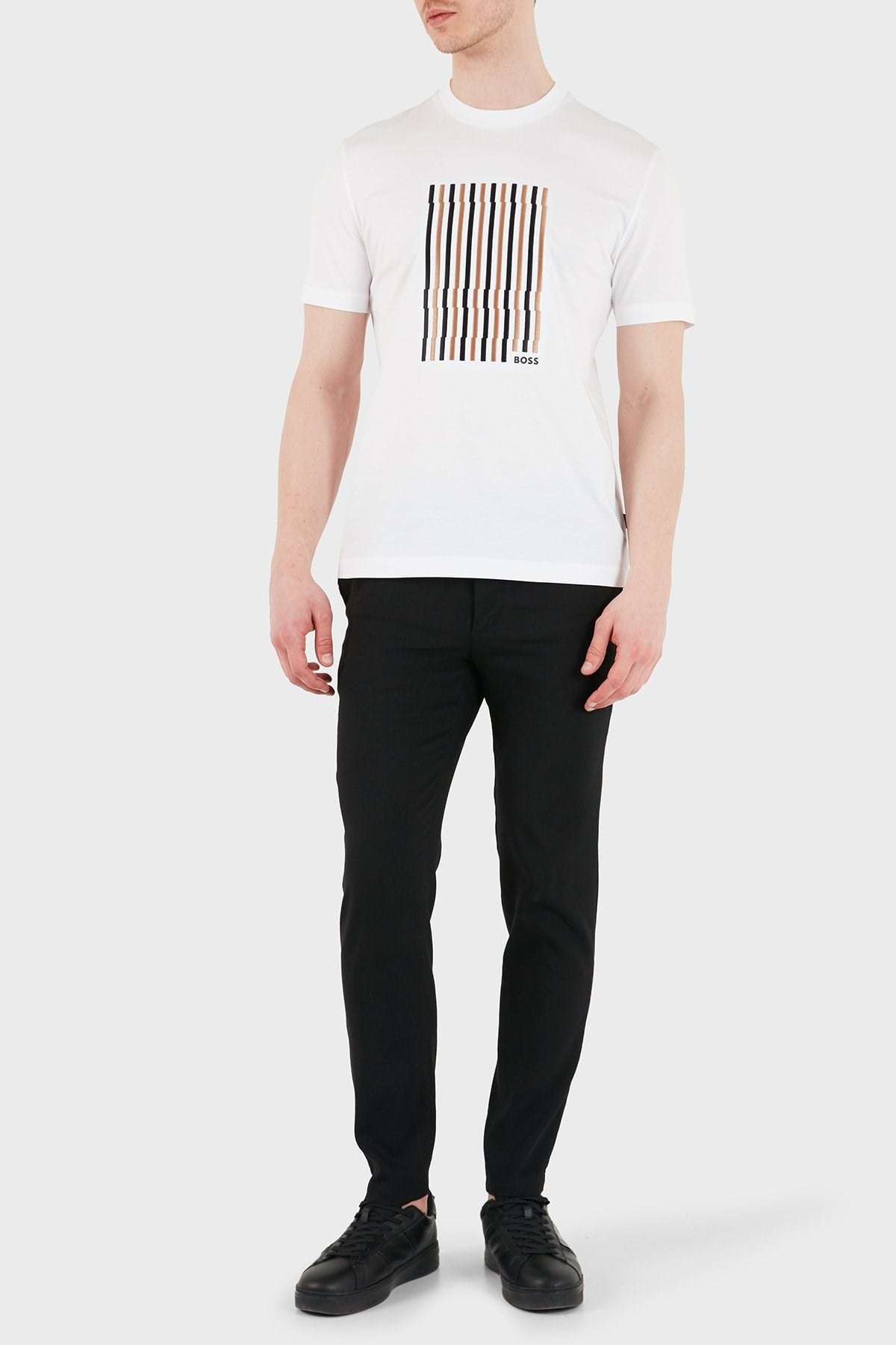 BOSS  BOSS Erkek Pamuklu Regular Fit Normal Bel Daralan Paça Siyah Pantolon 50557859-001