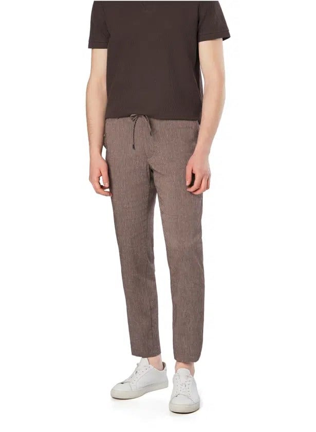 BOSS  BOSS Erkek Pamuklu Regular Fit Normal Bel Daralan Paça Kahverengi Pantolon 50557859-207