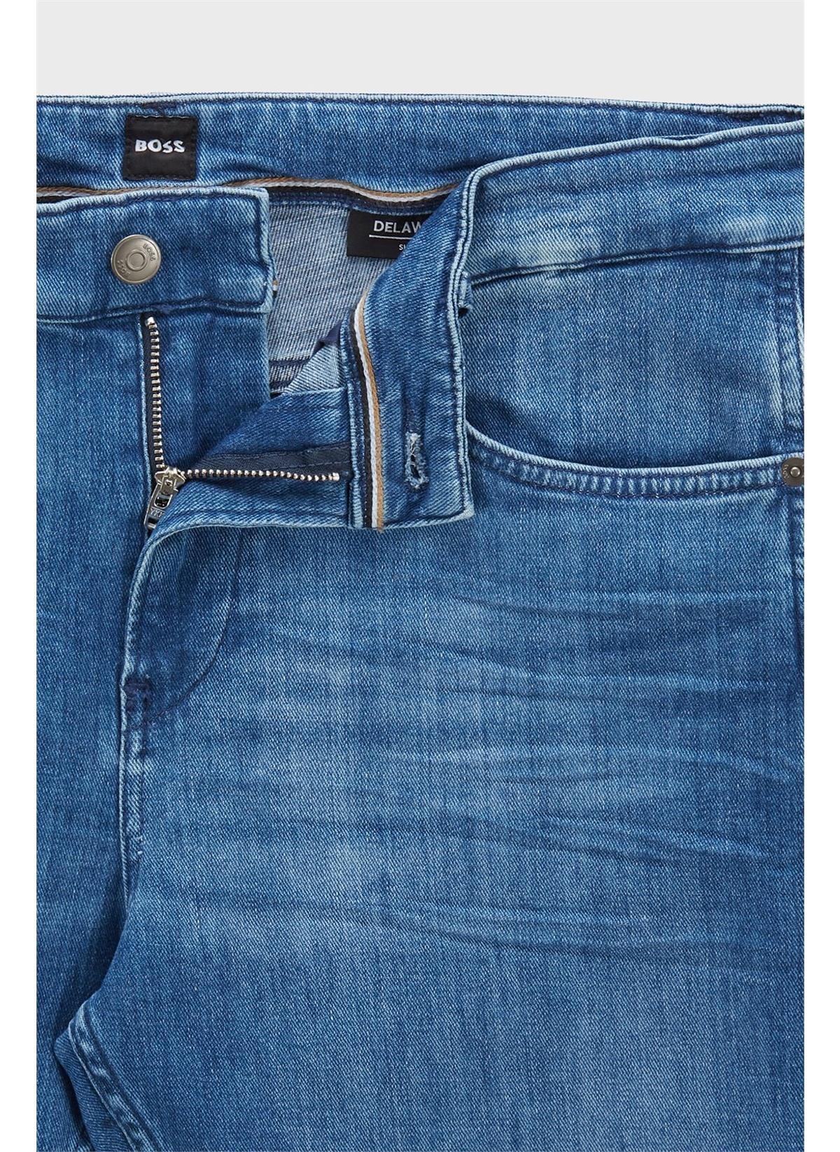 BOSS BOSS Erkek Pamuklu Slim Fit Günlük Kullanım Mavi Jeans 50470506-420