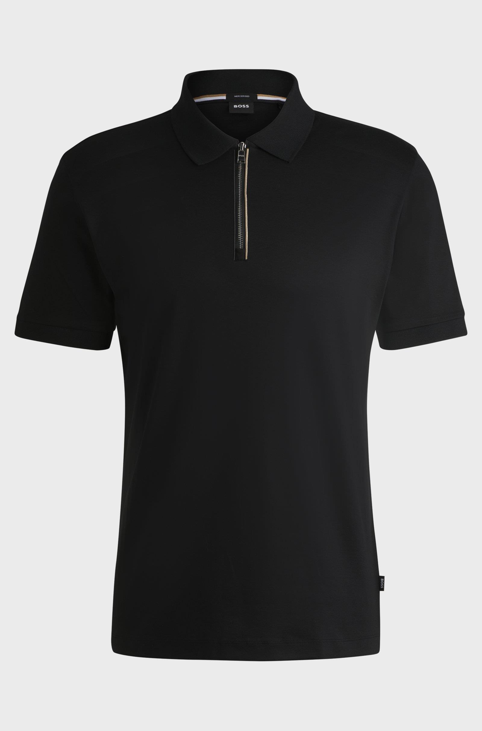 BOSS BOSS Erkek Polo Yaka Fermuar Kapamalı Logolu Kısa Kol Siyah Polo Yaka T-Shirt 50521118-001