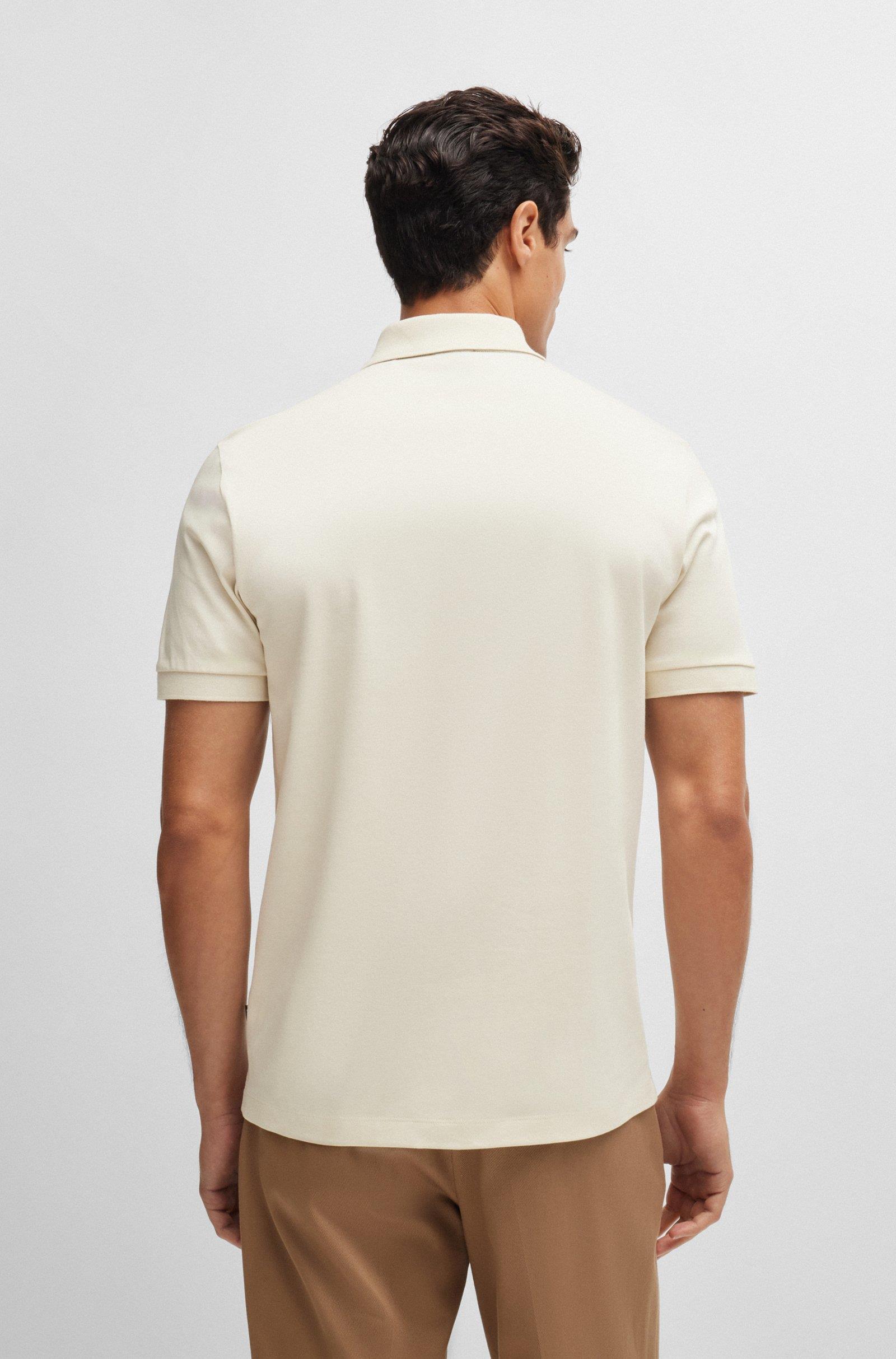 BOSS BOSS Erkek Polo Yaka Fermuar Kapamalı Logolu Kısa Kol Krem Polo Yaka T-Shirt 50521118-131