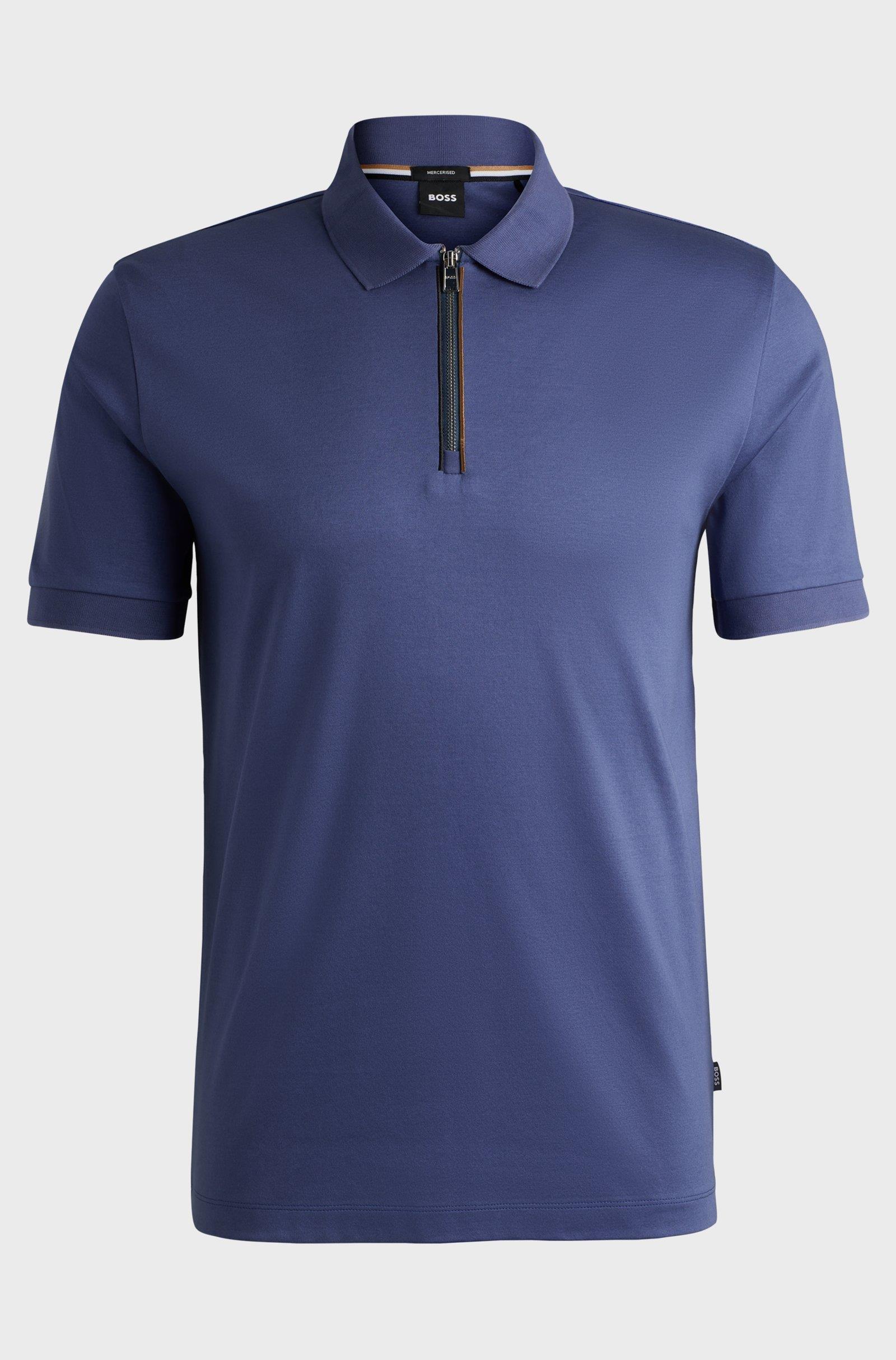 BOSS BOSS Erkek Polo Yaka Fermuar Kapamalı Logolu Kısa Kol Lacivert Polo Yaka T-Shirt 50521118-412