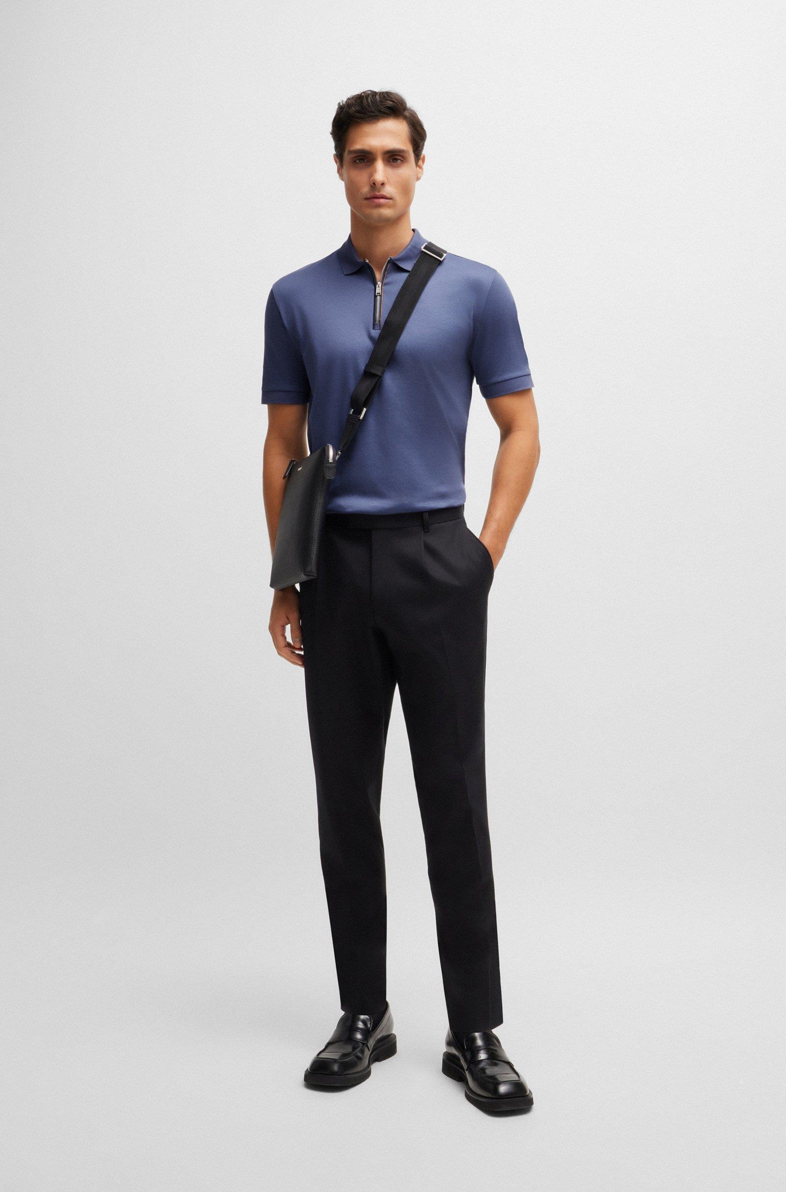 BOSS BOSS Erkek Polo Yaka Fermuar Kapamalı Logolu Kısa Kol Lacivert Polo Yaka T-Shirt 50521118-412
