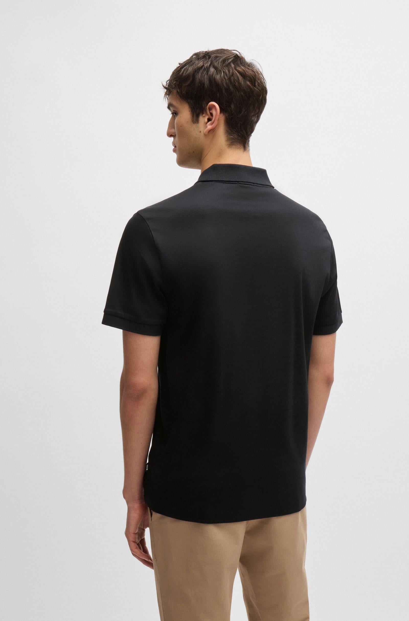 BOSS BOSS Erkek Polo Yaka Fermuar Kapamalı Logolu Kısa Kol Siyah Polo Yaka T-Shirt 50521118-001