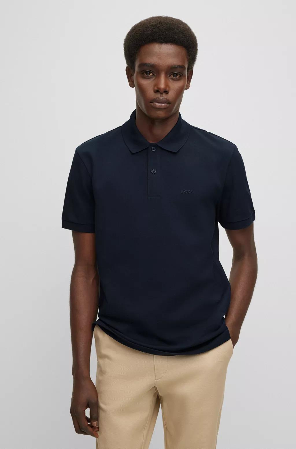 BOSS BOSS Erkek Polo Yaka Regular Fit Pamuklu Kısa Kollu Lacivert Polo Yaka T-Shirt 50468362-404