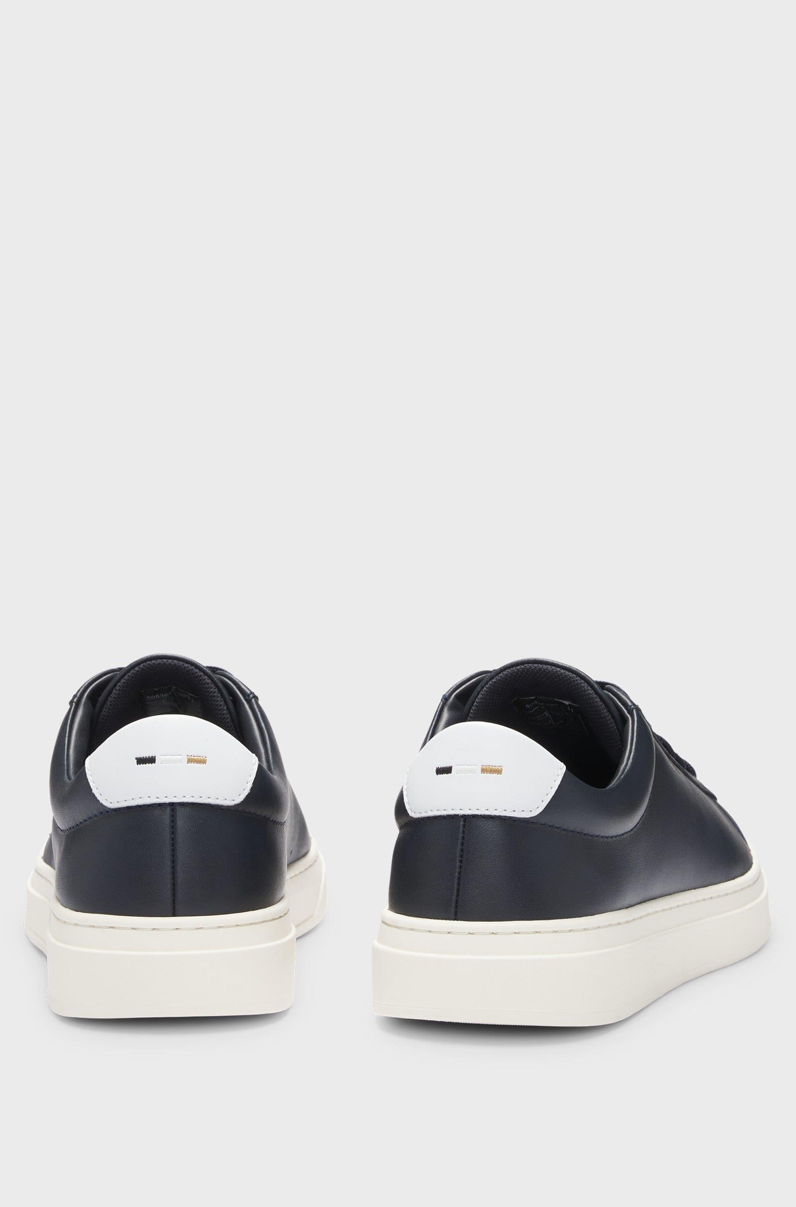 BOSS BOSS Erkek Rahat Düz Taban Logo Baskılı %100 Cilalı Deri Lacivert Sneaker 50536480-410
