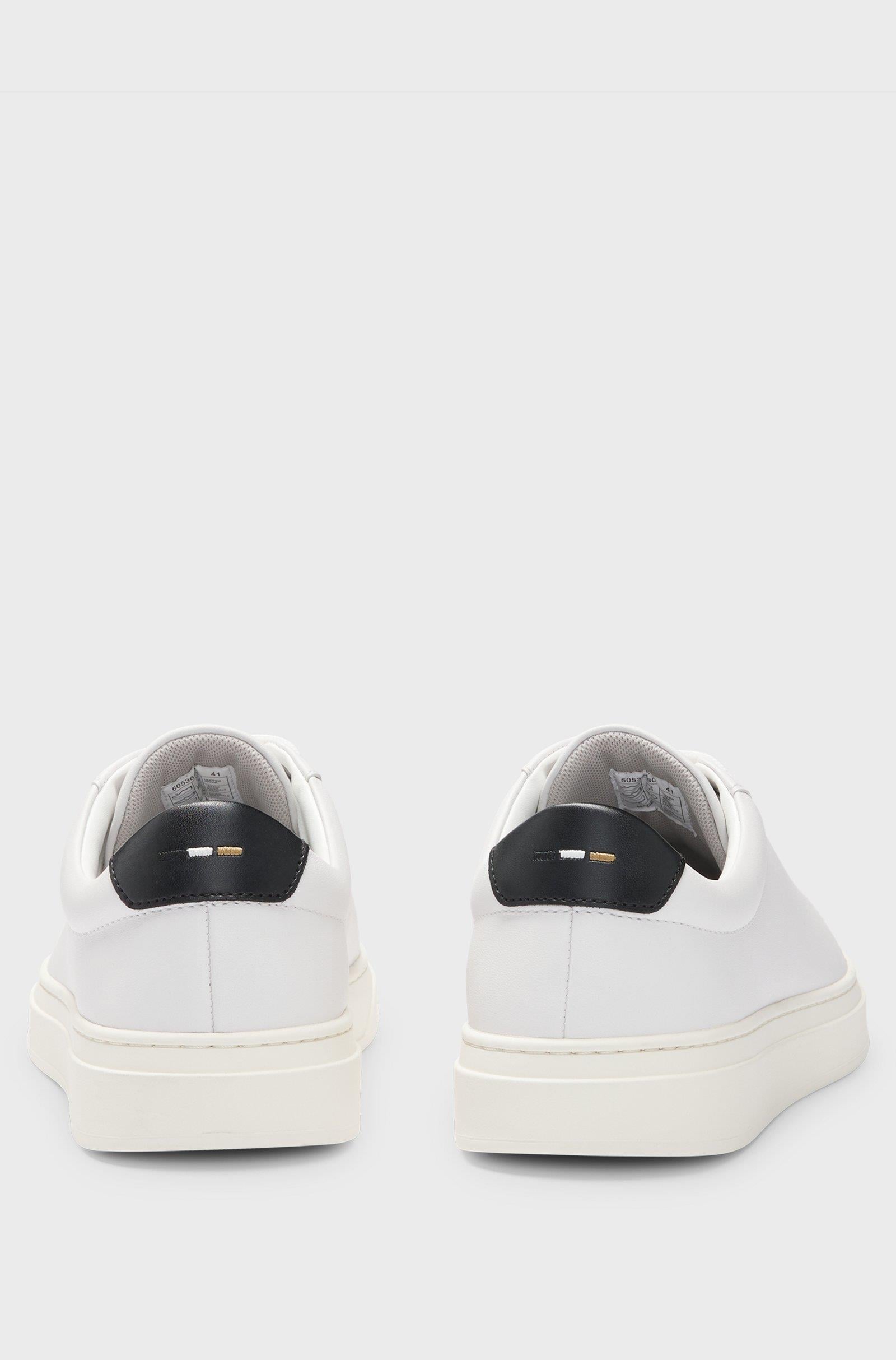 BOSS BOSS Erkek Rahat Düz Taban Logo Baskılı %100 Cilalı Deri Beyaz Sneaker 50536480-102