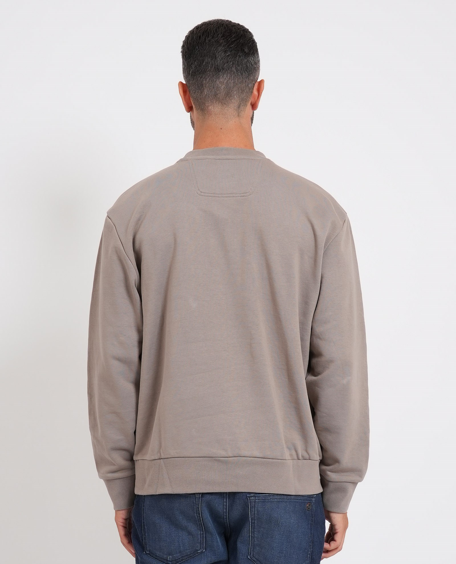BOSS  BOSS Erkek Rahat Kalıp Logo Etiketli Yuvarlak Yakalı Pamuklu Uzun Kollu Gri Sweatshirt 50564103-334