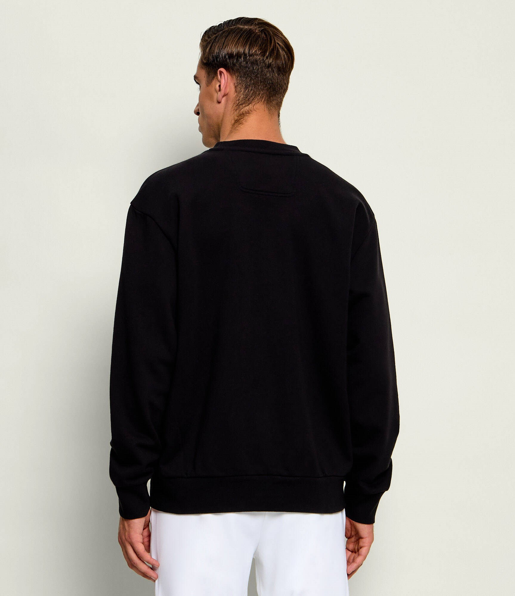 BOSS  BOSS Erkek Rahat Kalıp Logo Etiketli Yuvarlak Yakalı Pamuklu Uzun Kollu Siyah Sweatshirt 50564103-001