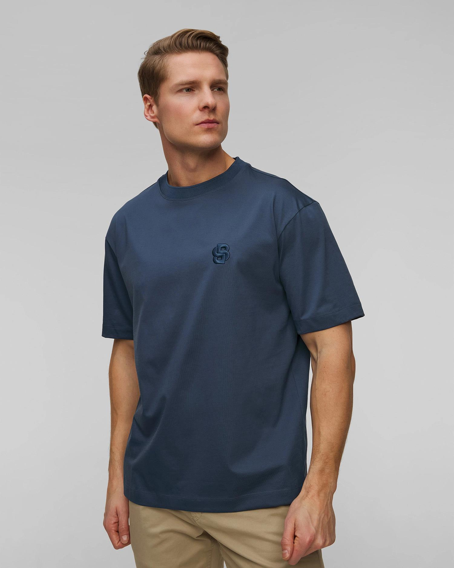 BOSS BOSS Erkek Rahat Kesim Monogram Logolu Yuvarlak Yaka Kısa Kollu Mavi T-Shirt 50533343-425