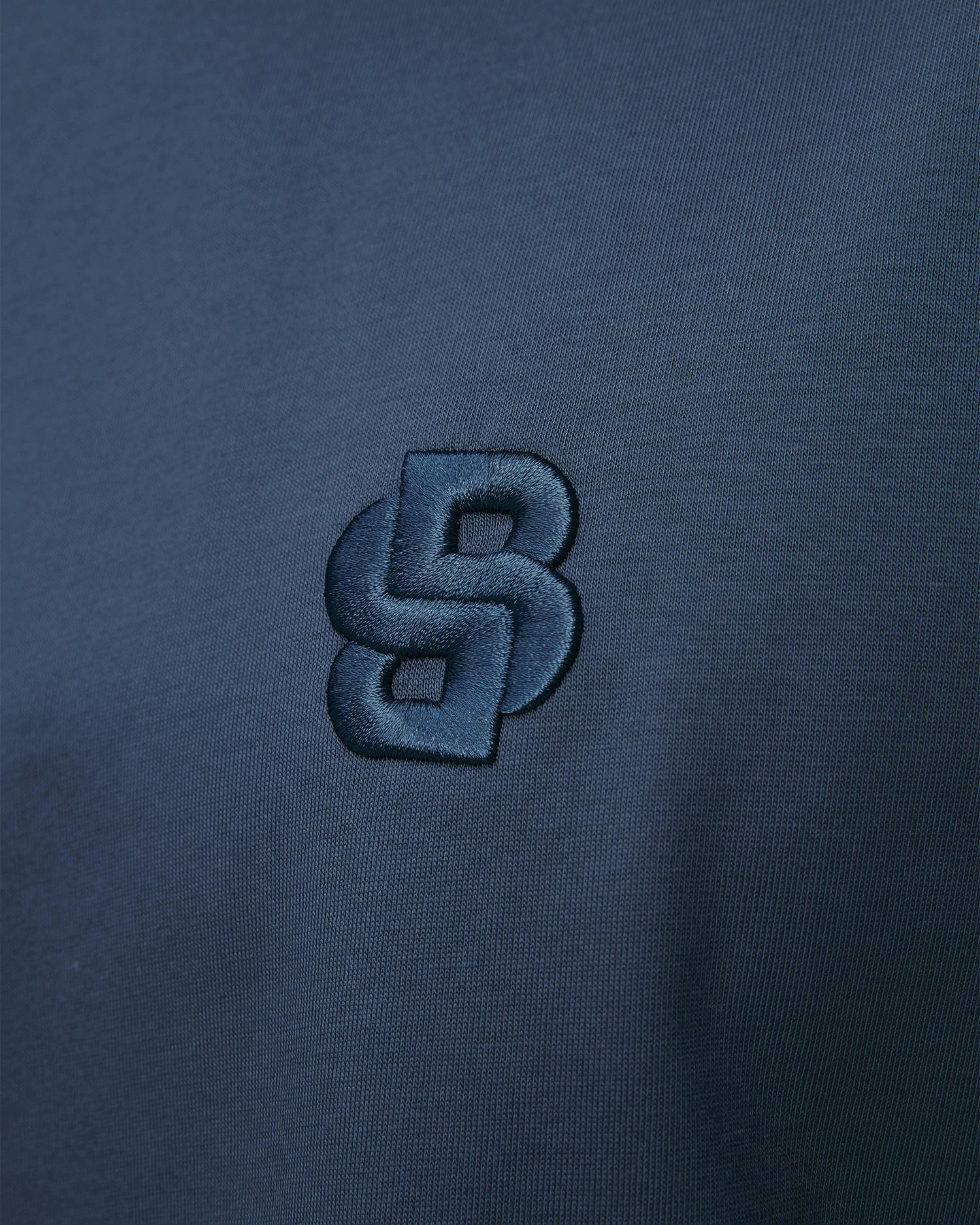 BOSS BOSS Erkek Rahat Kesim Monogram Logolu Yuvarlak Yaka Kısa Kollu Mavi T-Shirt 50533343-425
