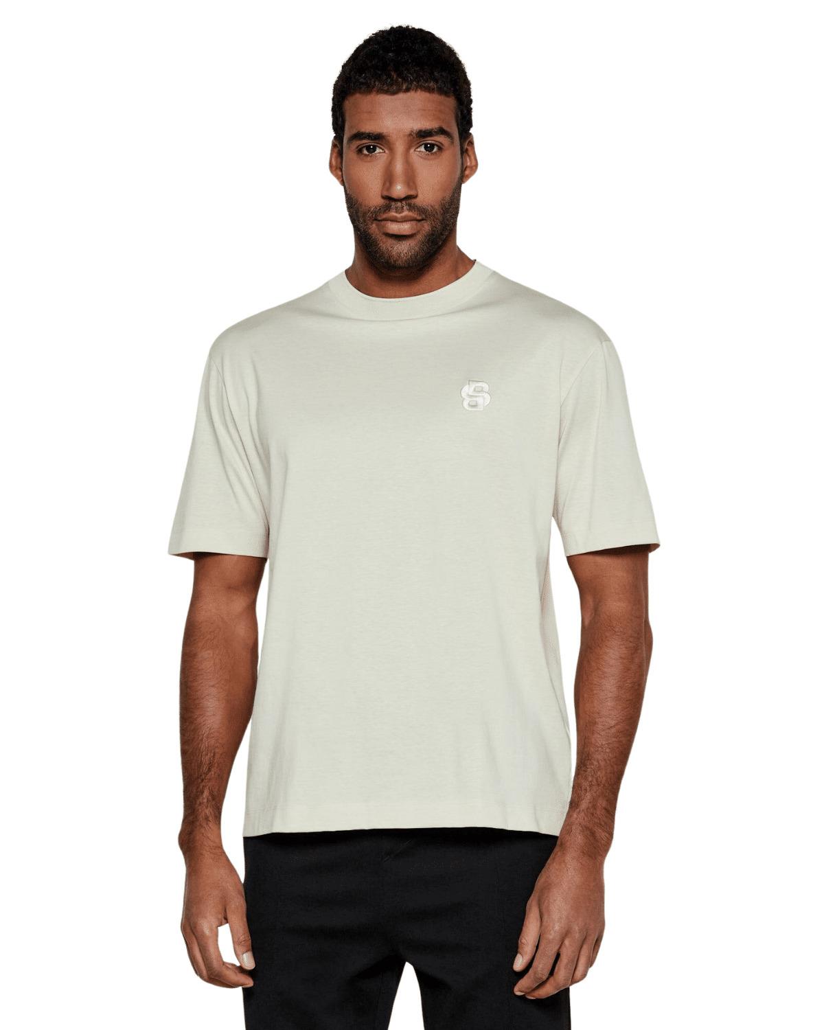 BOSS BOSS Erkek Rahat Kesim Monogram Logolu Yuvarlak Yaka Kısa Kollu Bej T-Shirt 50533343-131