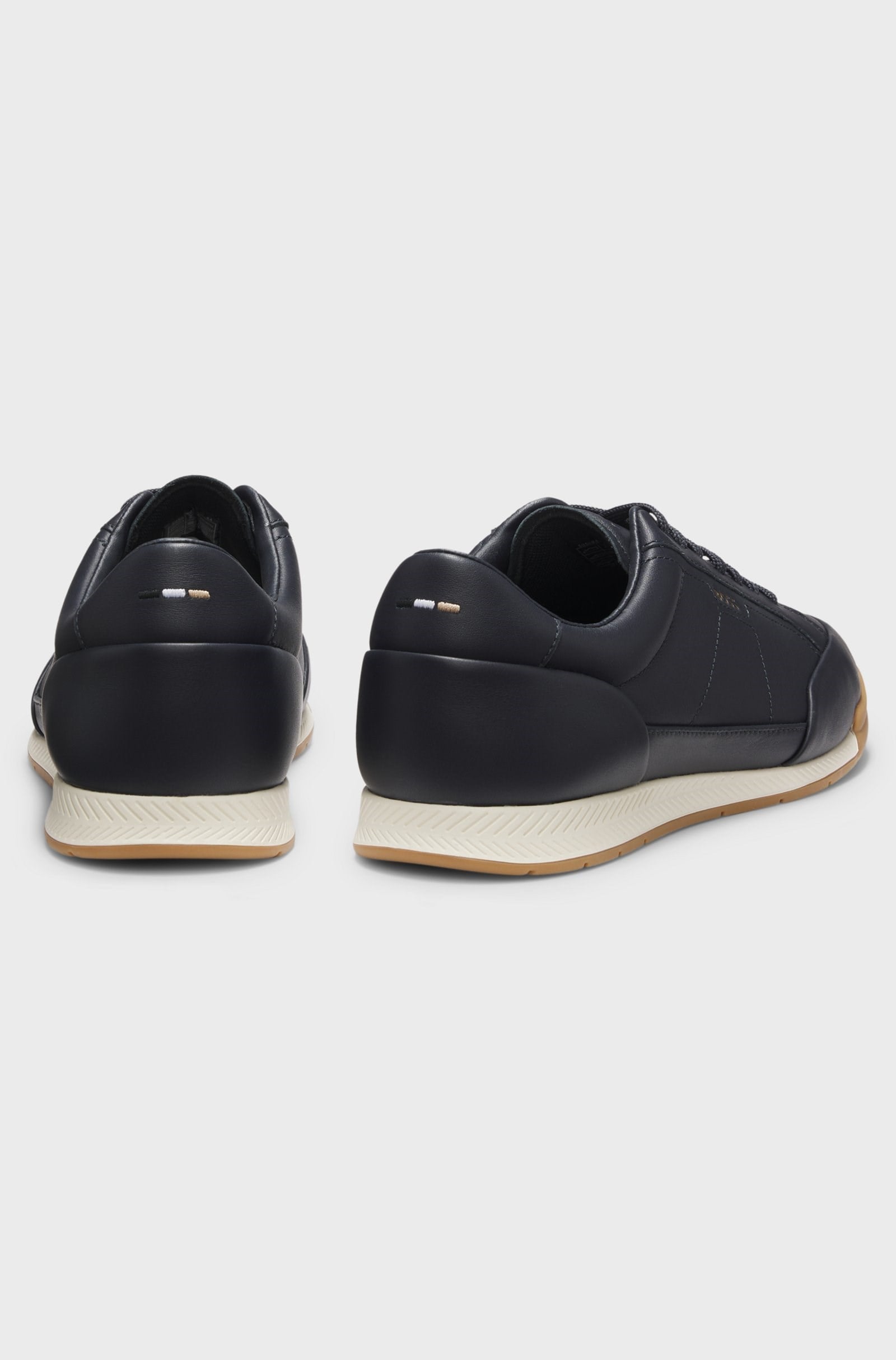BOSS  BOSS Erkek Rahat Taban Bağcıklı Deri Düz Taban Lacivert Sneaker 50568493-402