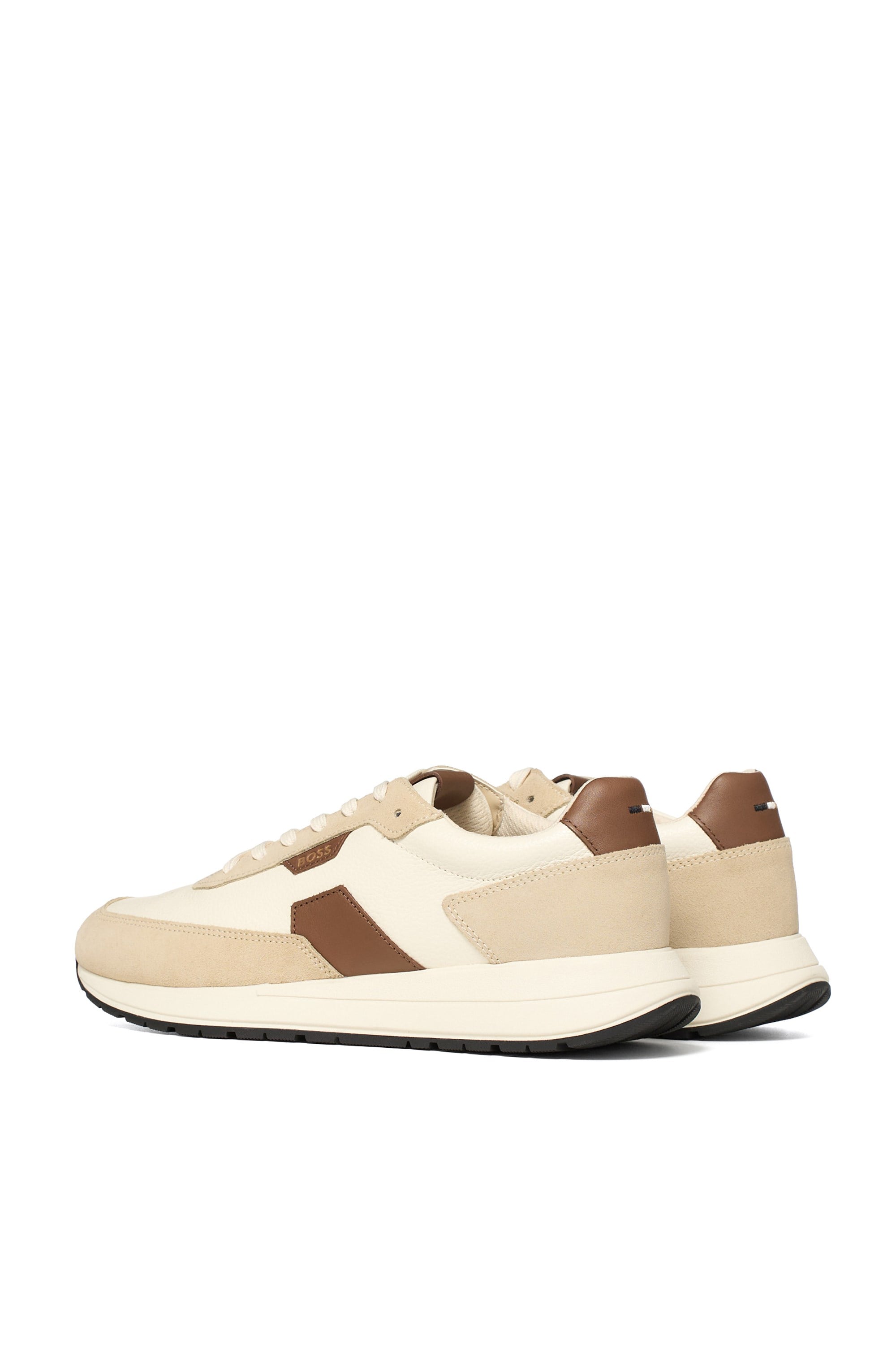 BOSS  BOSS Erkek Rahat Taban Deri Düz Taban Bej Sneaker 50568951-282