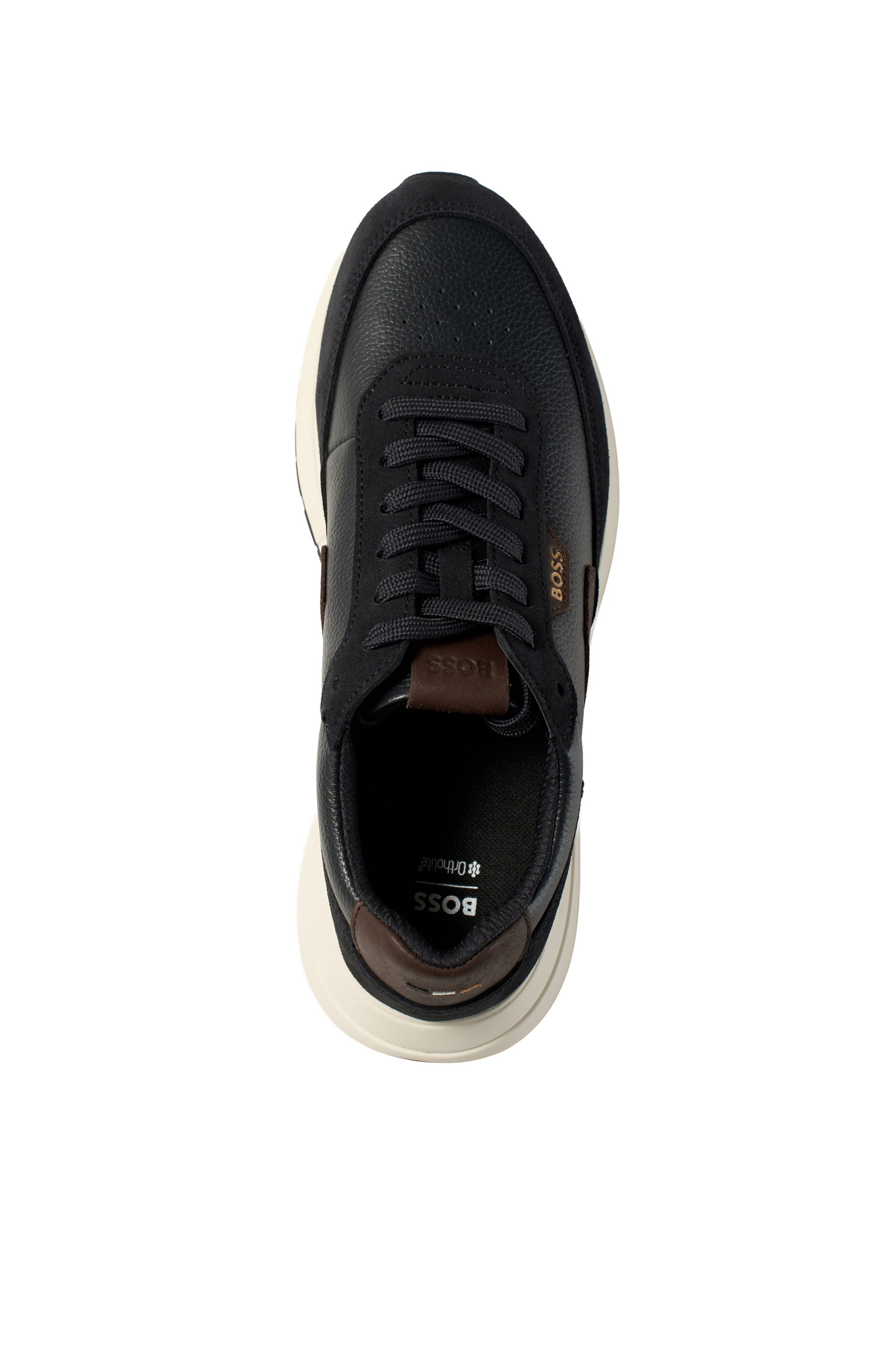BOSS  BOSS Erkek Rahat Taban Deri Düz Taban Siyah Sneaker 50568951-002