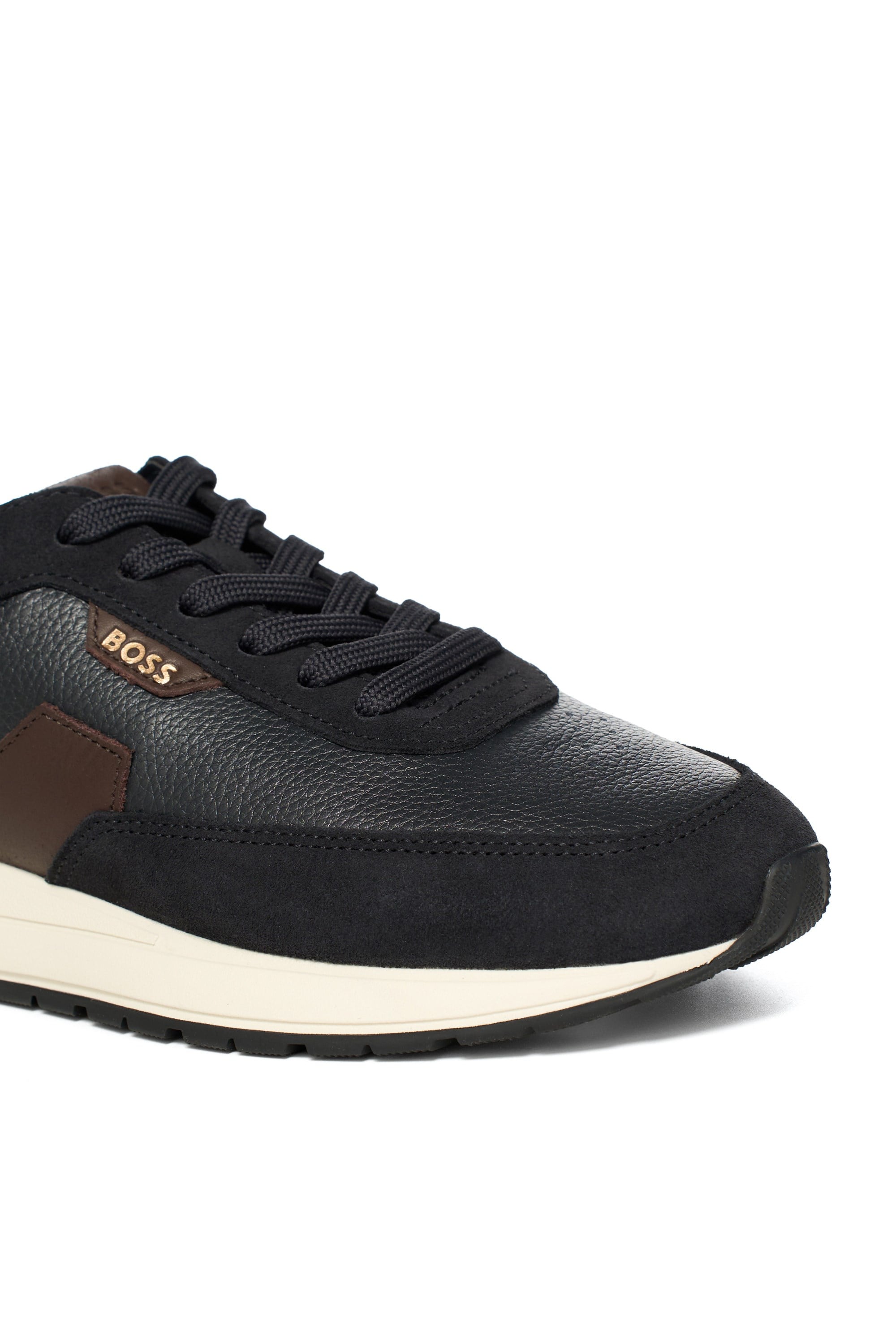 BOSS  BOSS Erkek Rahat Taban Deri Düz Taban Siyah Sneaker 50568951-002