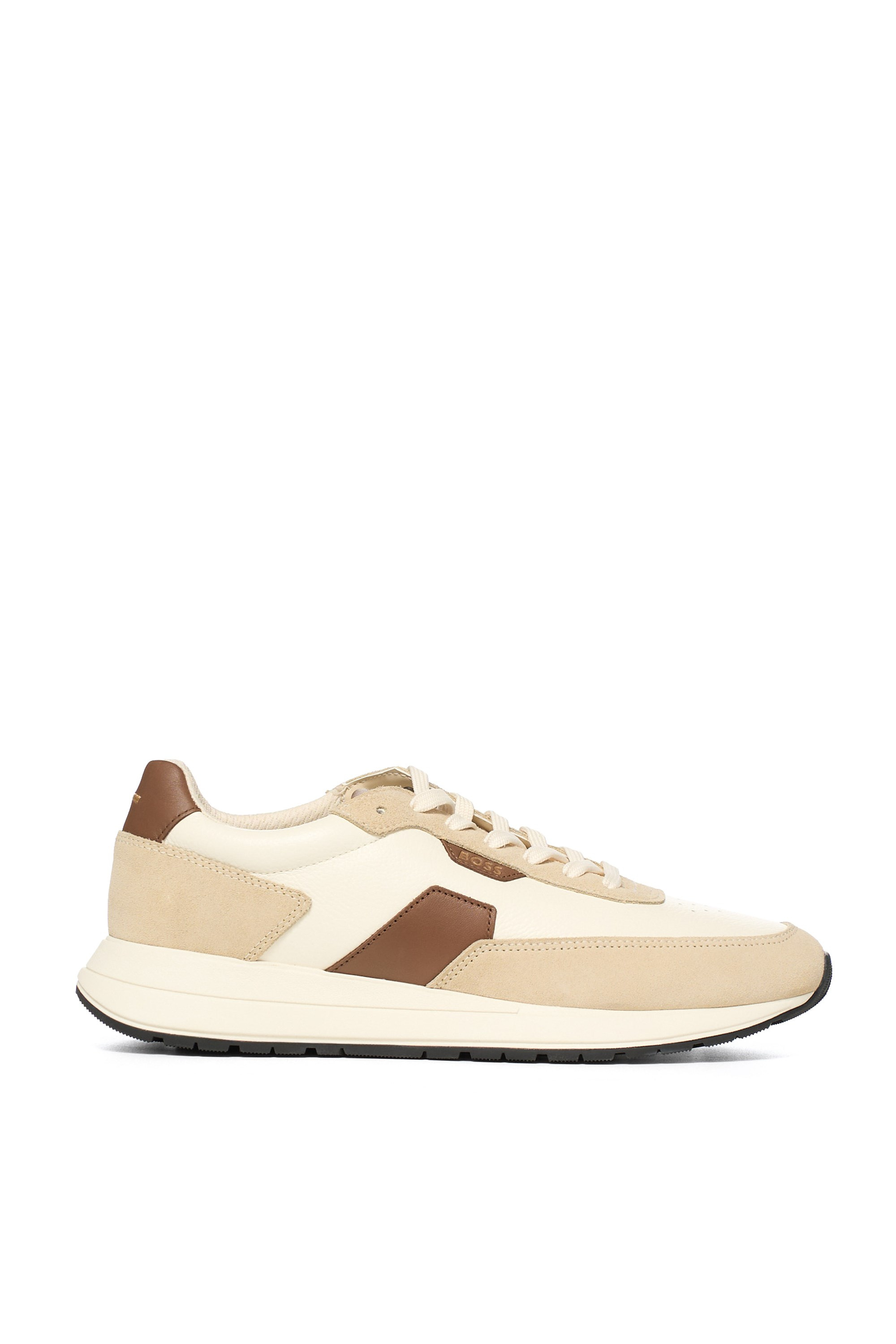 BOSS  BOSS Erkek Rahat Taban Deri Düz Taban Bej Sneaker 50568951-282