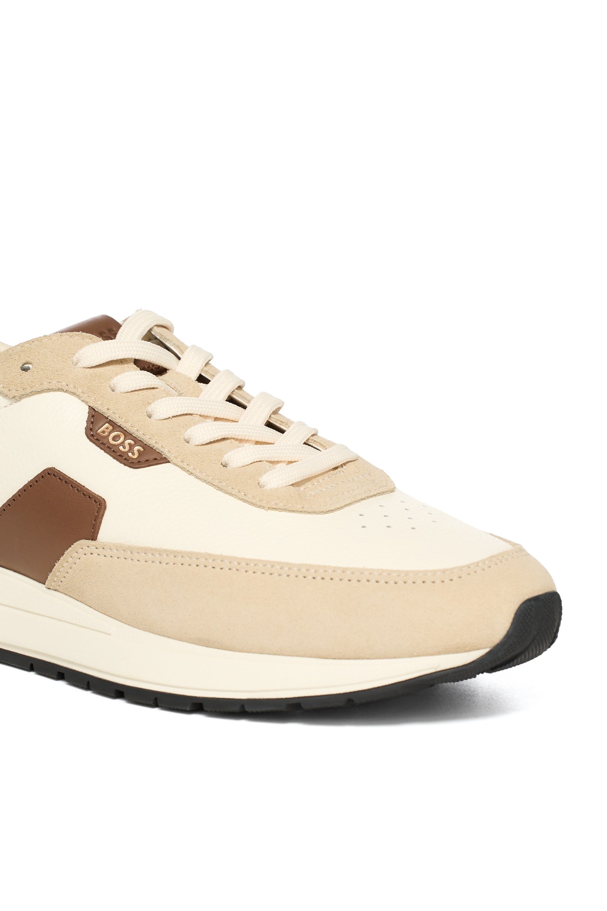 BOSS  BOSS Erkek Rahat Taban Deri Düz Taban Bej Sneaker 50568951-282