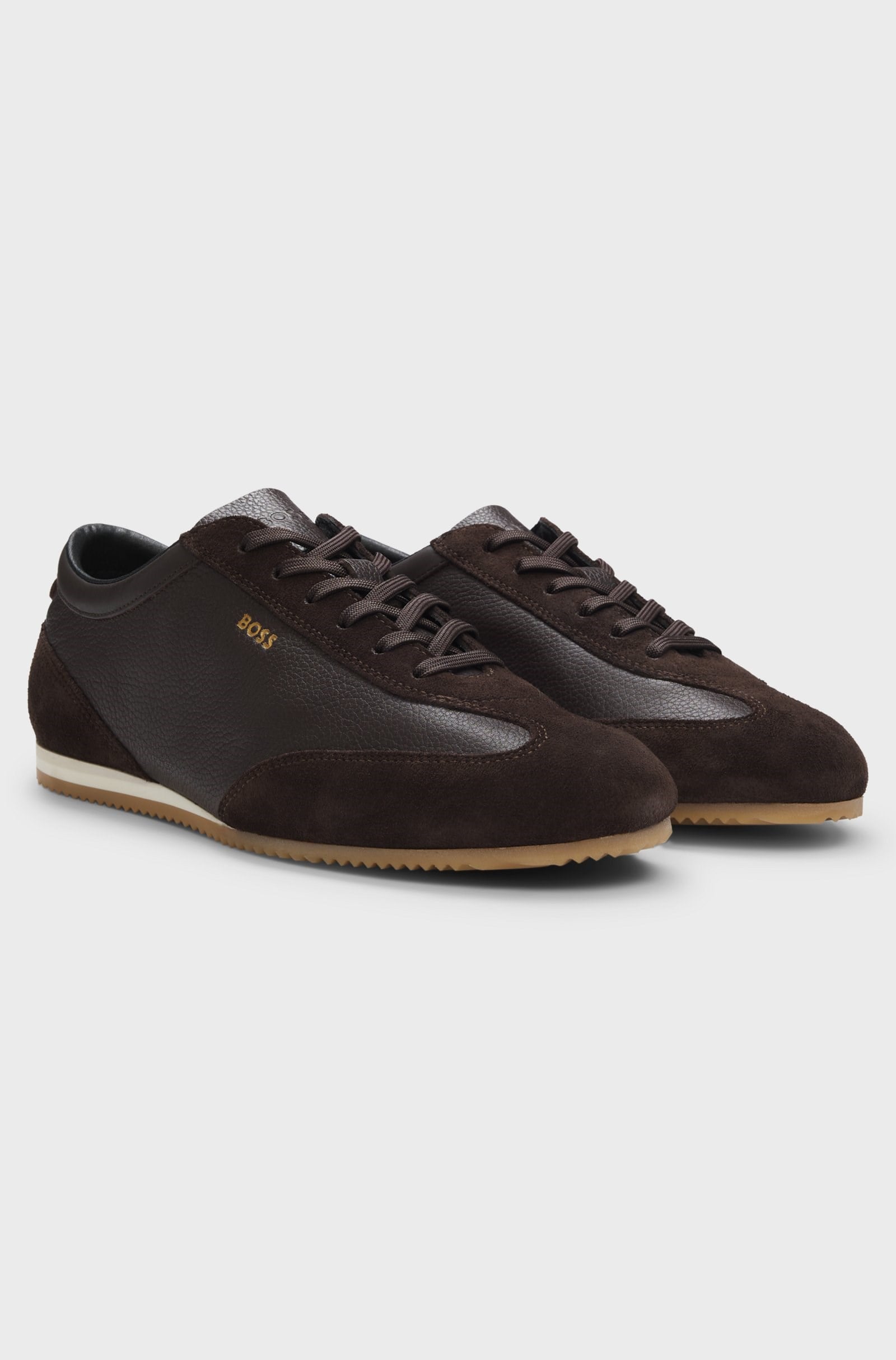 BOSS  BOSS Erkek Rahat Taban Marka Logolu Bağcıklı Kahverengi Sneaker 50568463-202