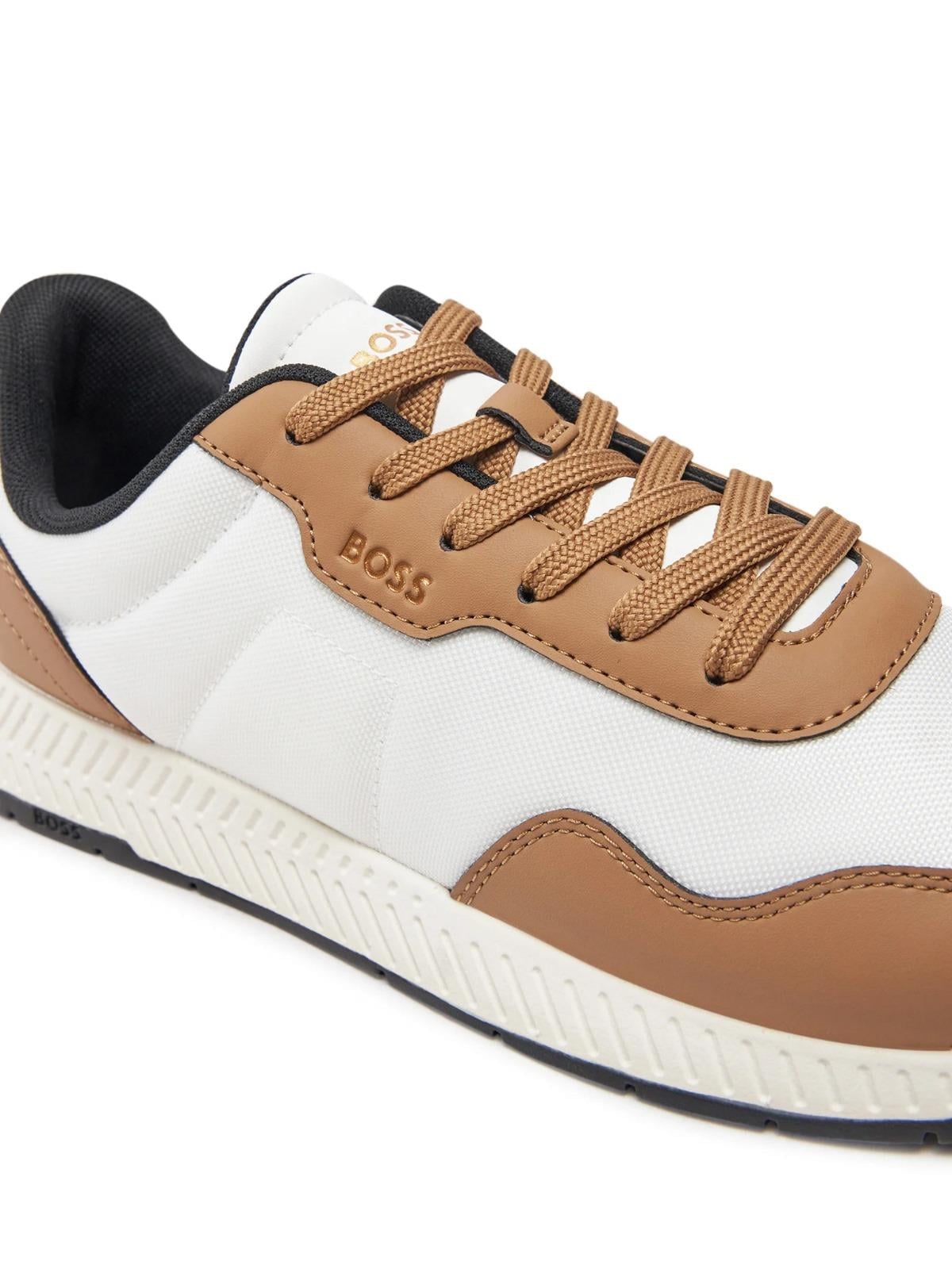 BOSS BOSS Erkek Rahat Taban Nefes Alabilen Üst Yüzeyli Beyaz-Kahverengi Sneaker 50536481-124
