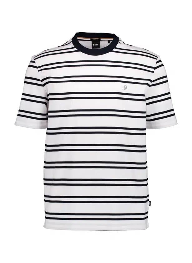 BOSS BOSS Erkek Regular Fit Bisiklet Yaka Marka Logolu Siyah-Ekru T-Shirt 50520298-405