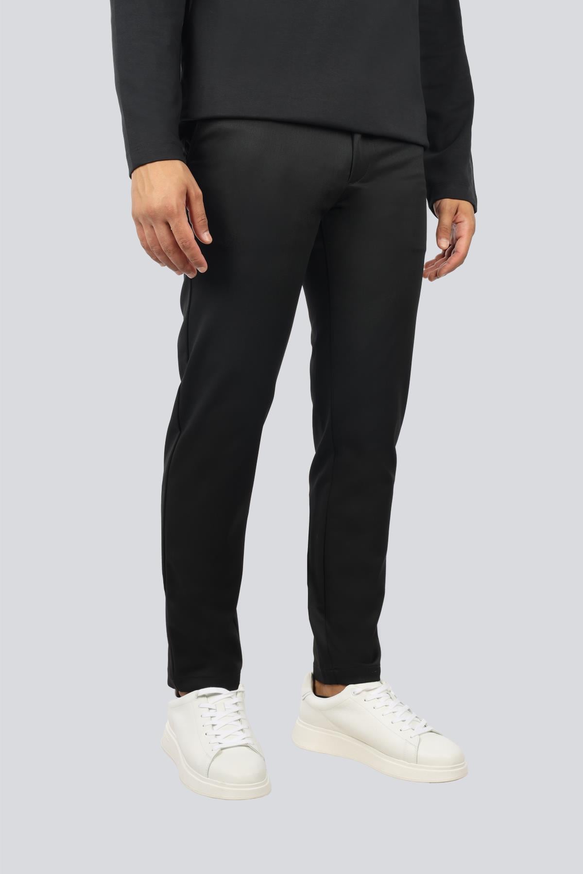 BOSS  BOSS Erkek Regular Fit Düz Paça Porsche İmzalı Siyah Pantolon 50546890-001