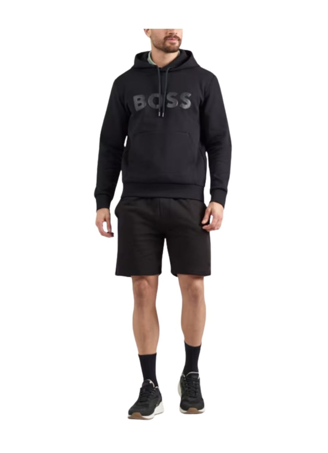 BOSS  BOSS Erkek Regular Fit Kapüşonlu Logo Kabartmalı Uzun Kollu Siyah Sweatshirt 50555515-001