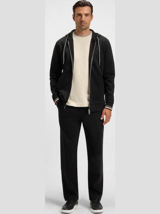 BOSS  BOSS Erkek Regular Fit Kapüşonlu Pamuklu Uzun Kollu Siyah Sweatshirt 50543427-001