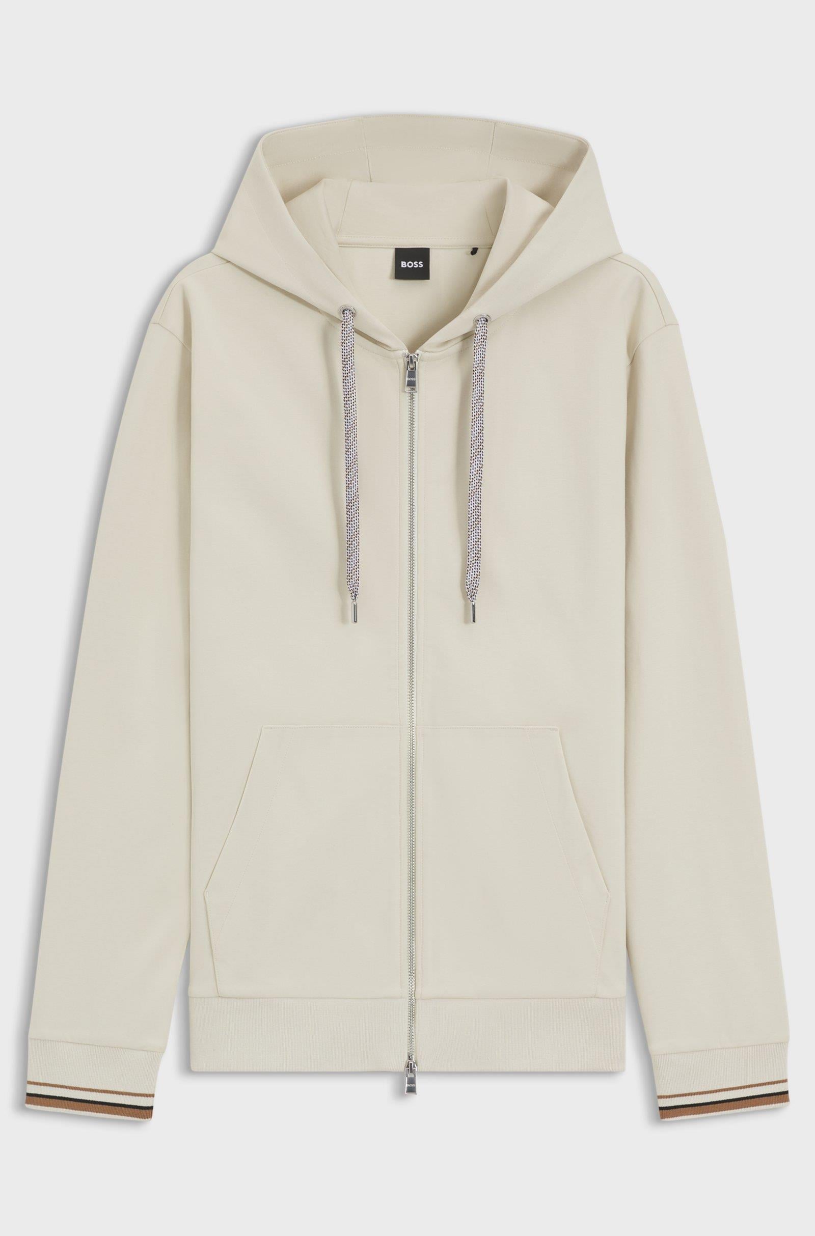 BOSS  BOSS Erkek Regular Fit Kapüşonlu Pamuklu Uzun Kollu Bej Sweatshirt 50543427-131