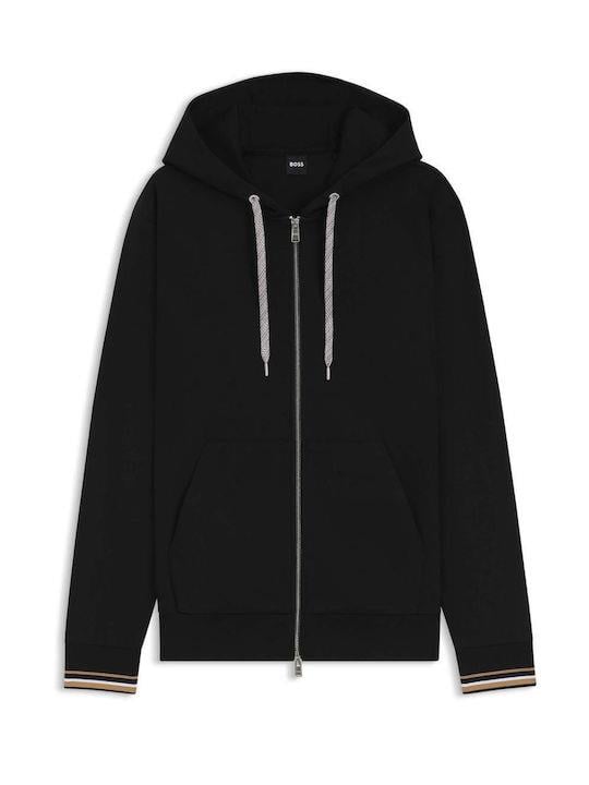 BOSS  BOSS Erkek Regular Fit Kapüşonlu Pamuklu Uzun Kollu Siyah Sweatshirt 50543427-001