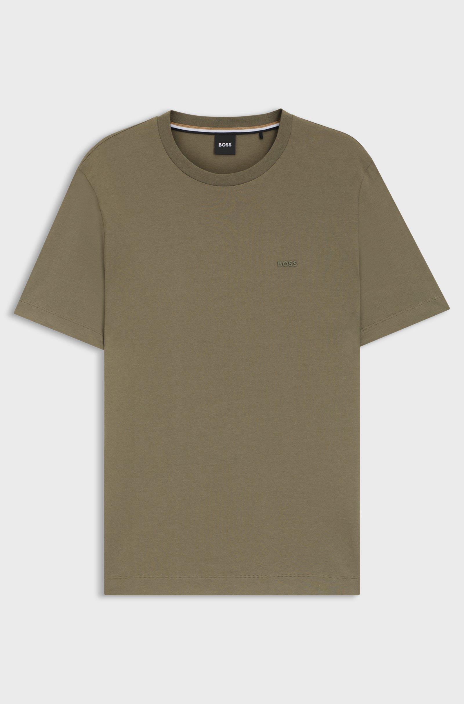 BOSS  BOSS Erkek regular fit Kısa Kollu Düz Bisiklet Yaka Haki T-Shirt 50468347-245