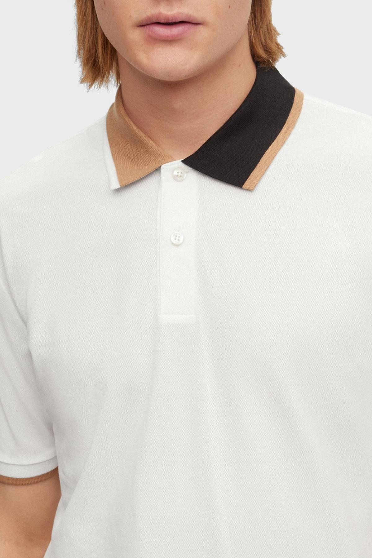 BOSS BOSS Erkek regular fit Kısa Kollu logolu polo Yaka Beyaz Polo Yaka T-Shirt 50488275-100