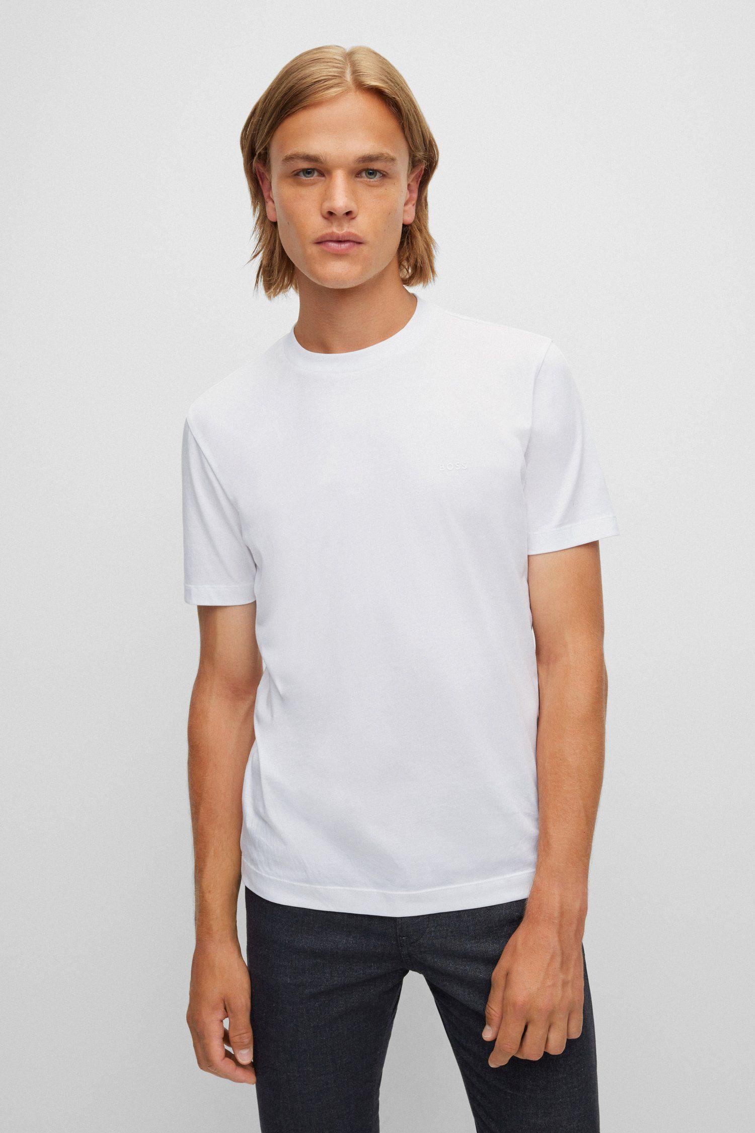 BOSS BOSS Erkek regular fit Kısa Kollu Düz Bisiklet Yaka Beyaz T-Shirt 50468347-100