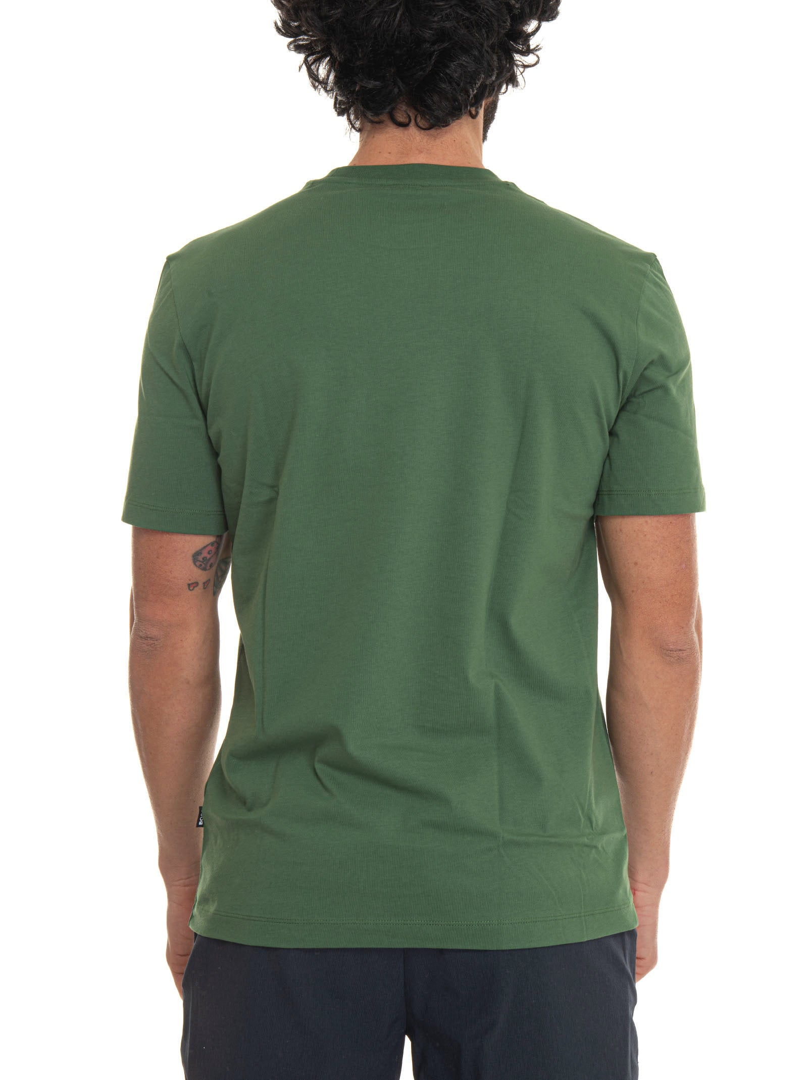 BOSS  BOSS Erkek regular fit Kısa Kollu Düz Bisiklet Yaka Yeşil T-Shirt 50468347-348