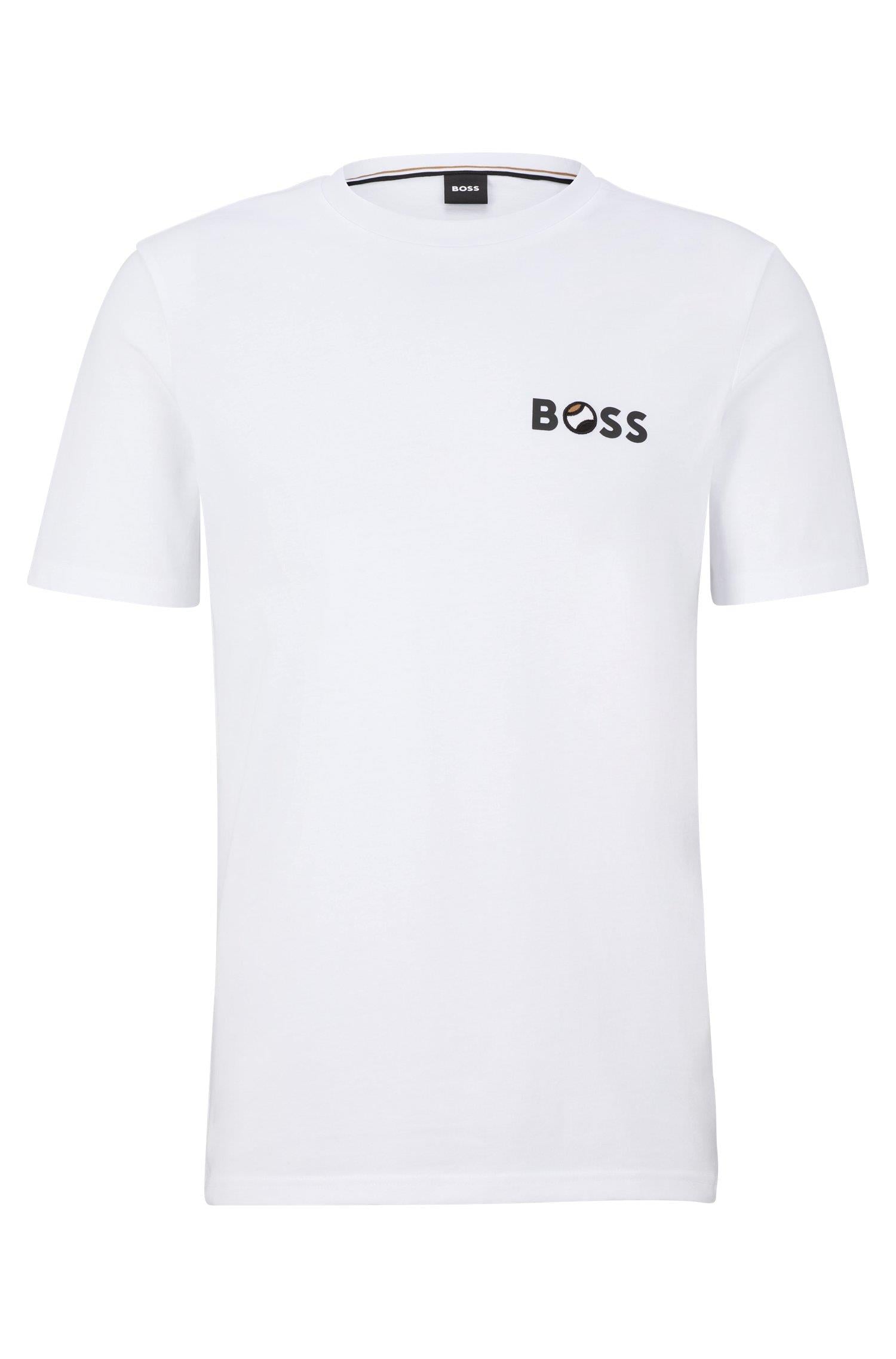 BOSS BOSS Erkek regular fit Kısa Kollu Düz Bisiklet Yaka Beyaz T-Shirt 50489420-100
