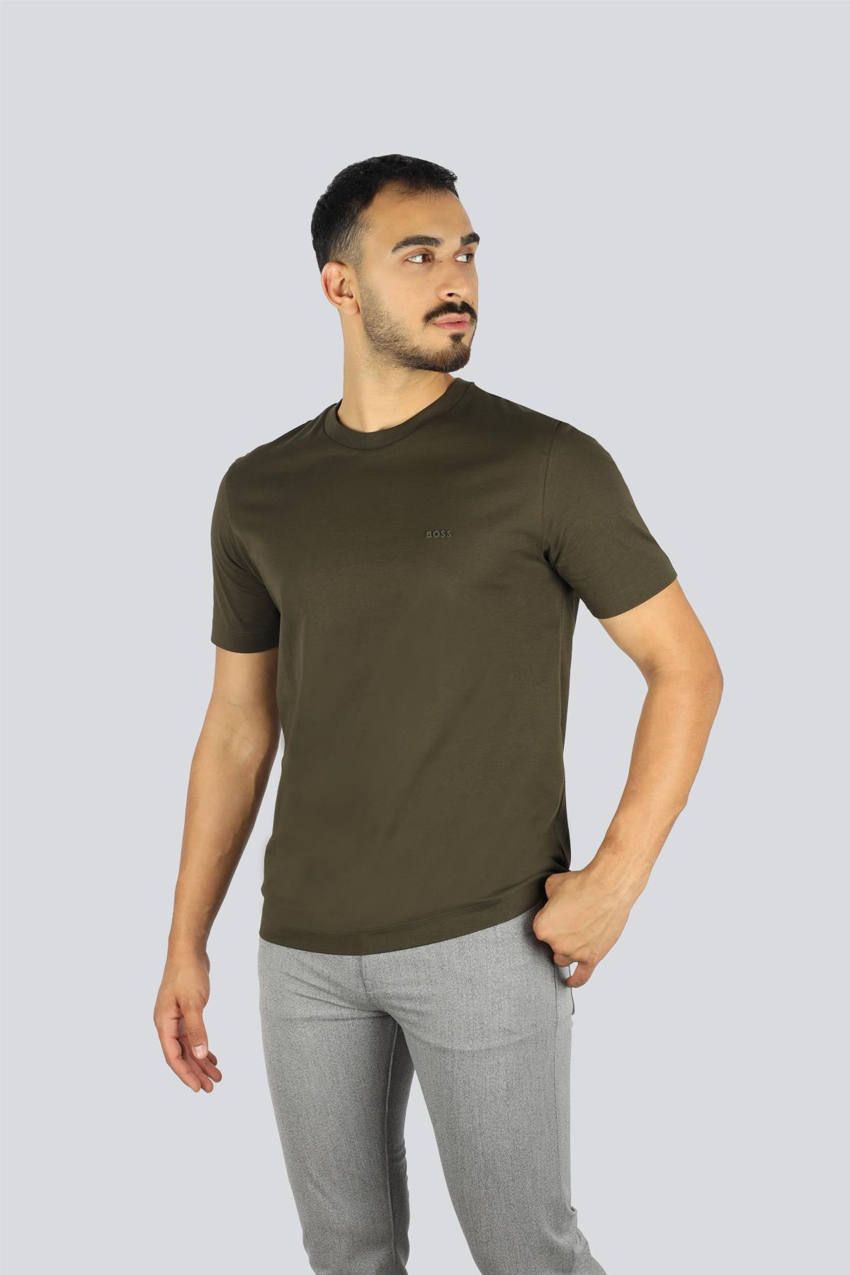 BOSS  BOSS Erkek regular fit Kısa Kollu Düz Bisiklet Yaka Yeşil 2 T-Shirt 50468347-342