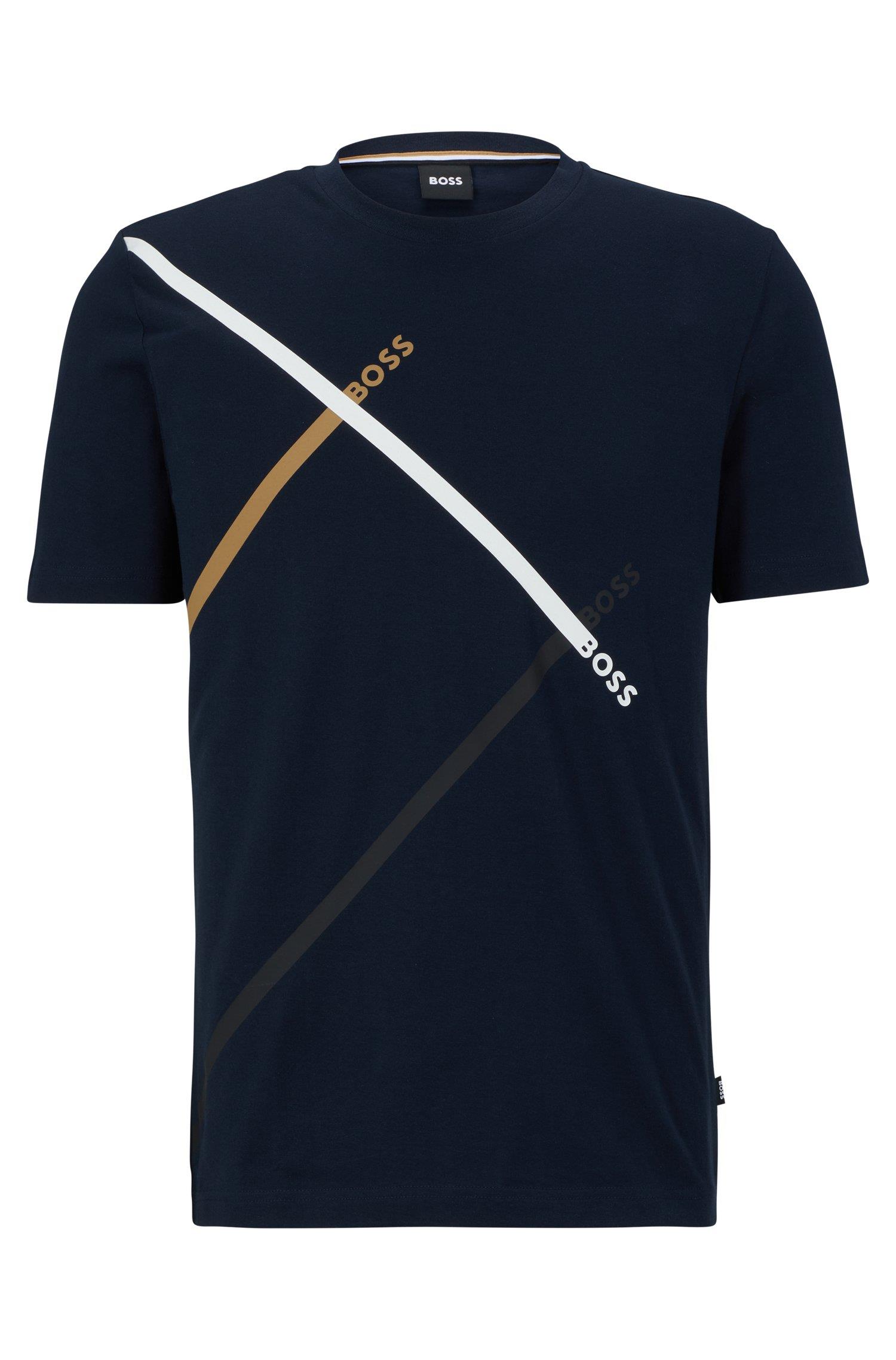 BOSS BOSS Erkek regular fit Kısa Kollu Düz Bisiklet Yaka Lacivert T-Shirt 50486211-404