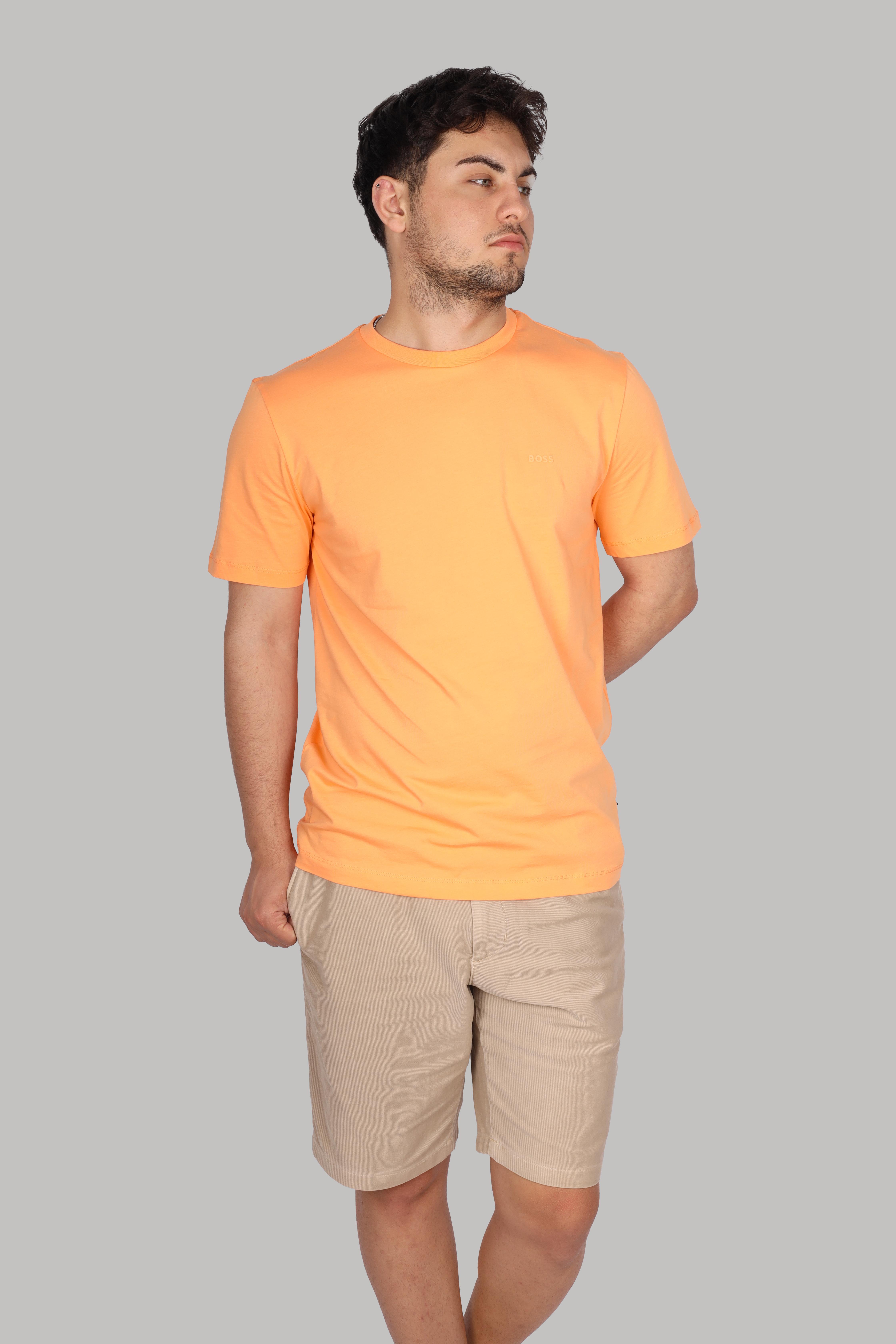 BOSS BOSS Erkek regular fit Kısa Kollu Düz Bisiklet Yaka Turuncu T-Shirt 50468347-813