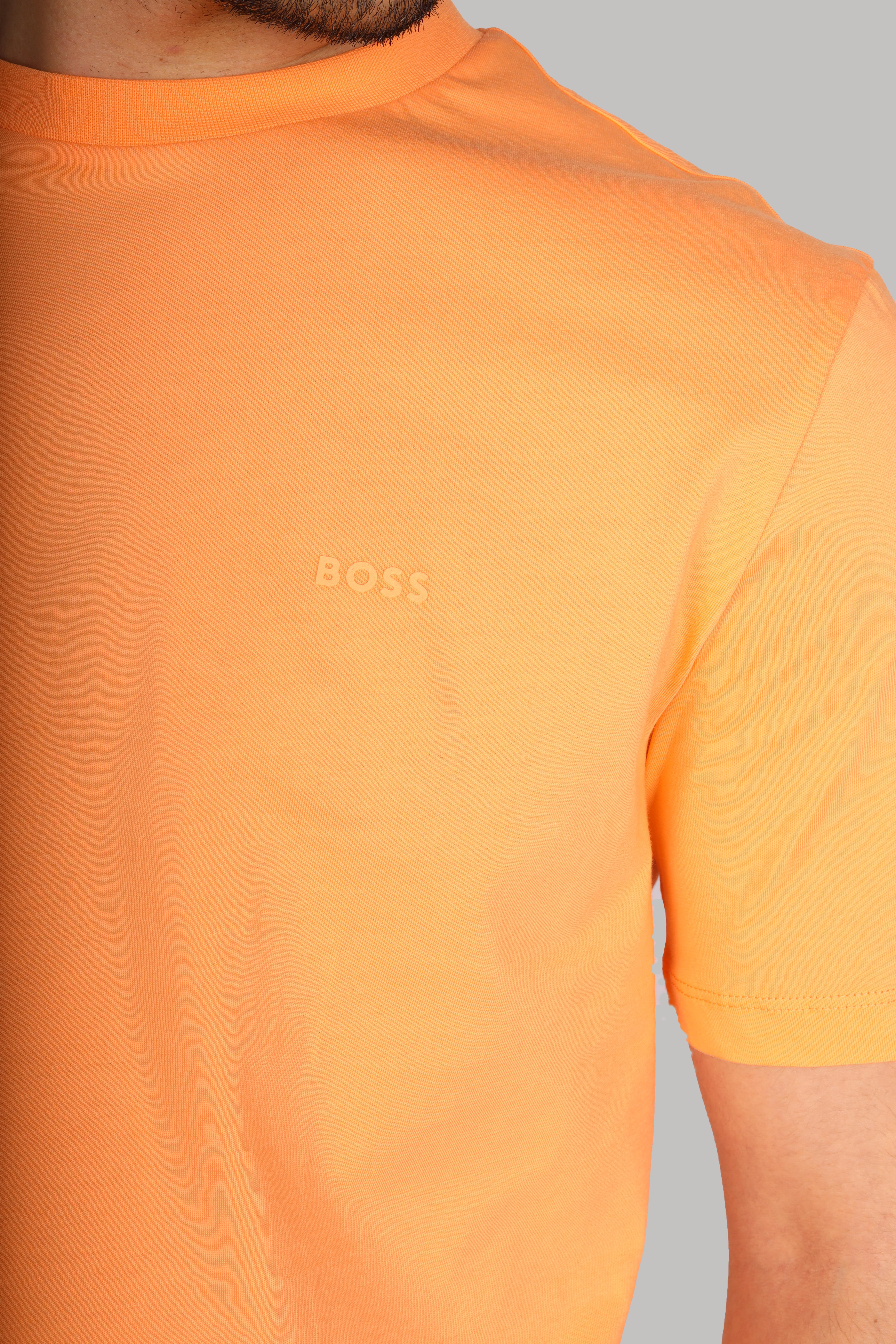 BOSS BOSS Erkek regular fit Kısa Kollu Düz Bisiklet Yaka Turuncu T-Shirt 50468347-813