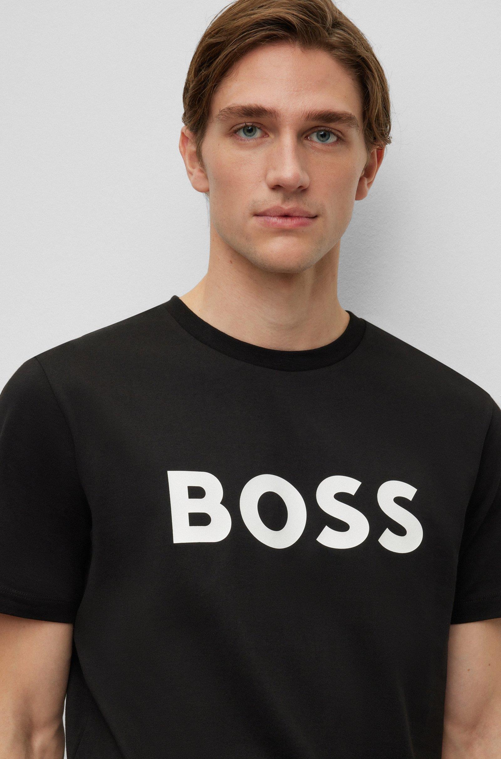 BOSS BOSS Erkek regular fit Kısa Kollu Düz Bisiklet Yaka Siyah T-Shirt 50495742-001