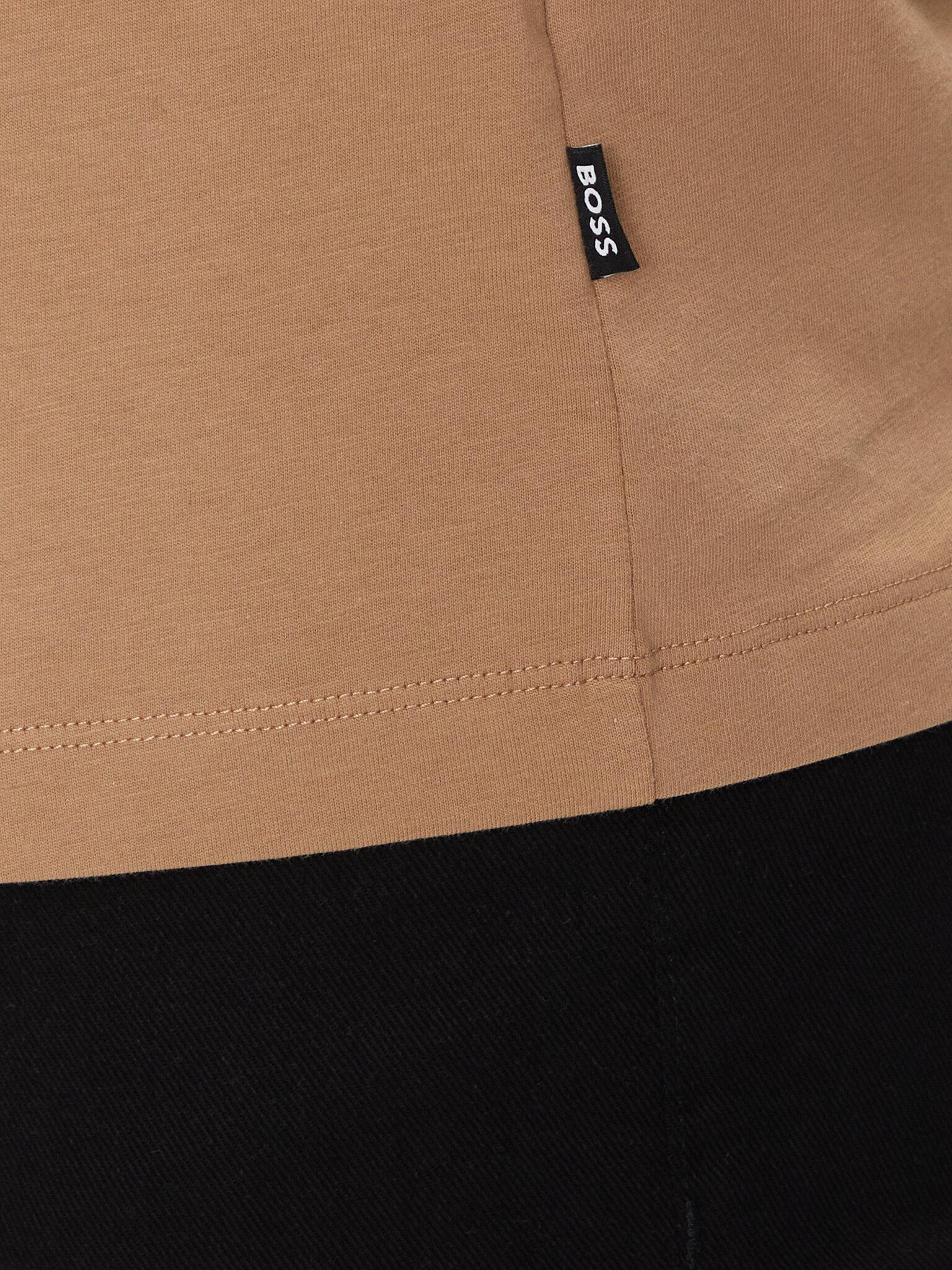 BOSS BOSS Erkek regular fit Kısa Kollu Düz Bisiklet Yaka Bej T-Shirt 50468347-282
