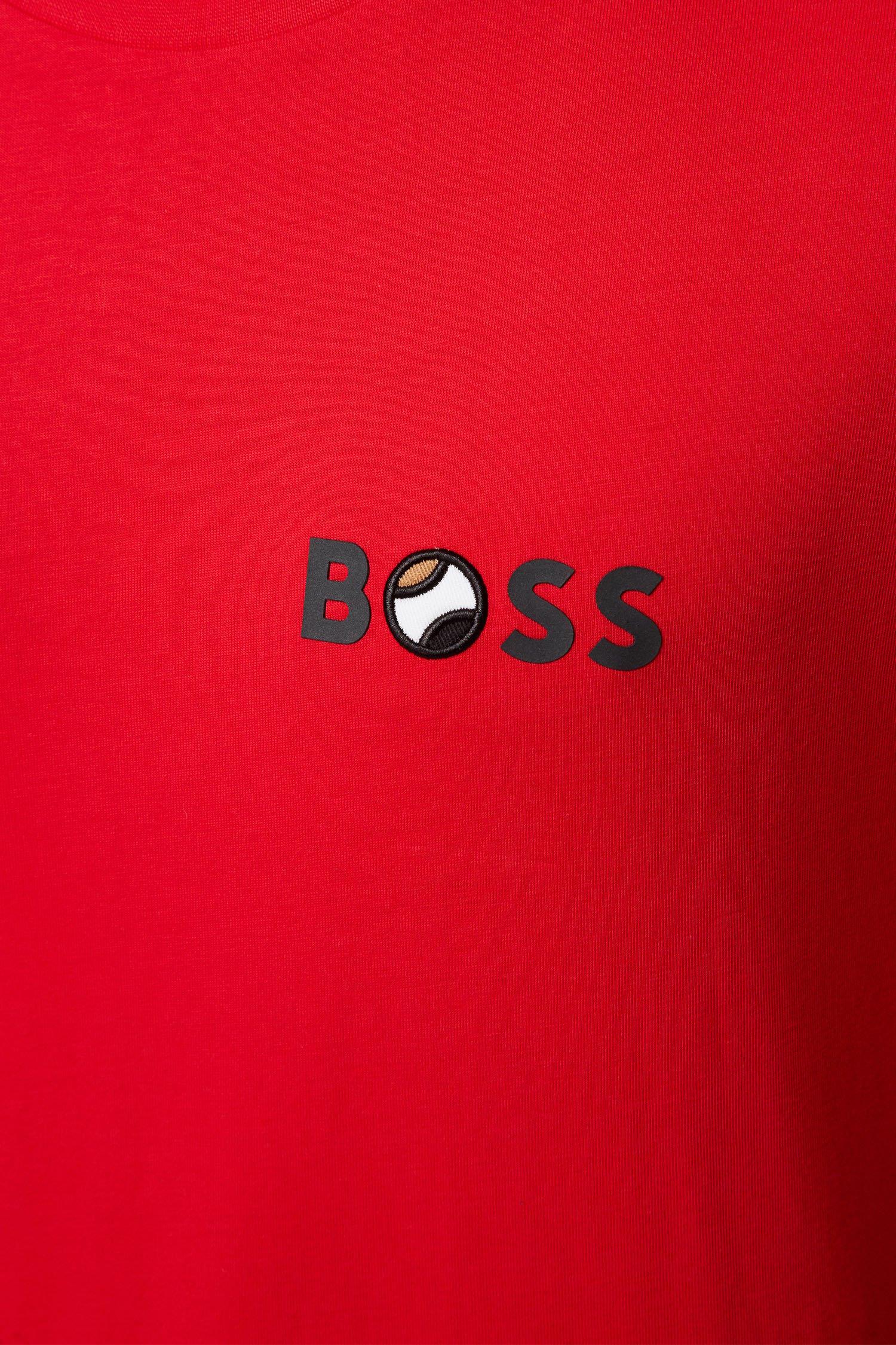 BOSS BOSS Erkek regular fit Kısa Kollu Düz Bisiklet Yaka Kırmızı T-Shirt 50489420-628