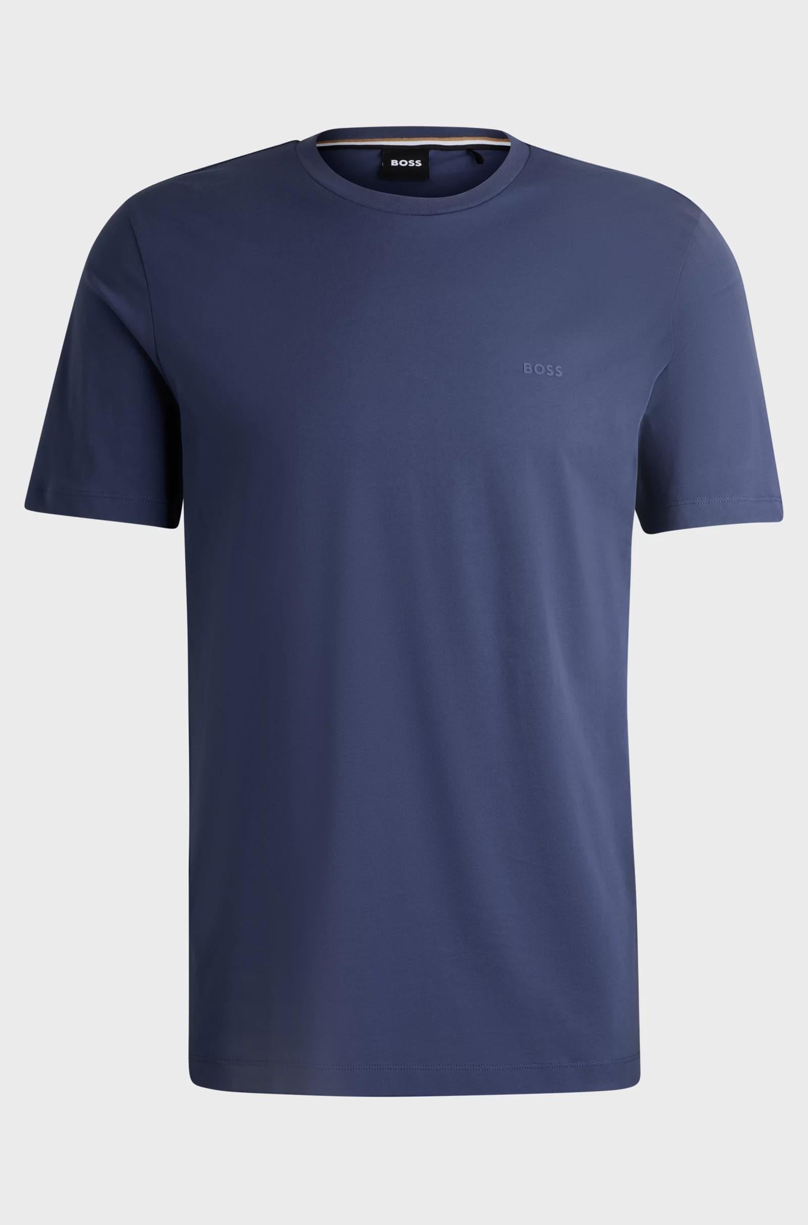 BOSS BOSS Erkek regular fit Kısa Kollu Düz Bisiklet Yaka Lacivert T-Shirt 50468347-412