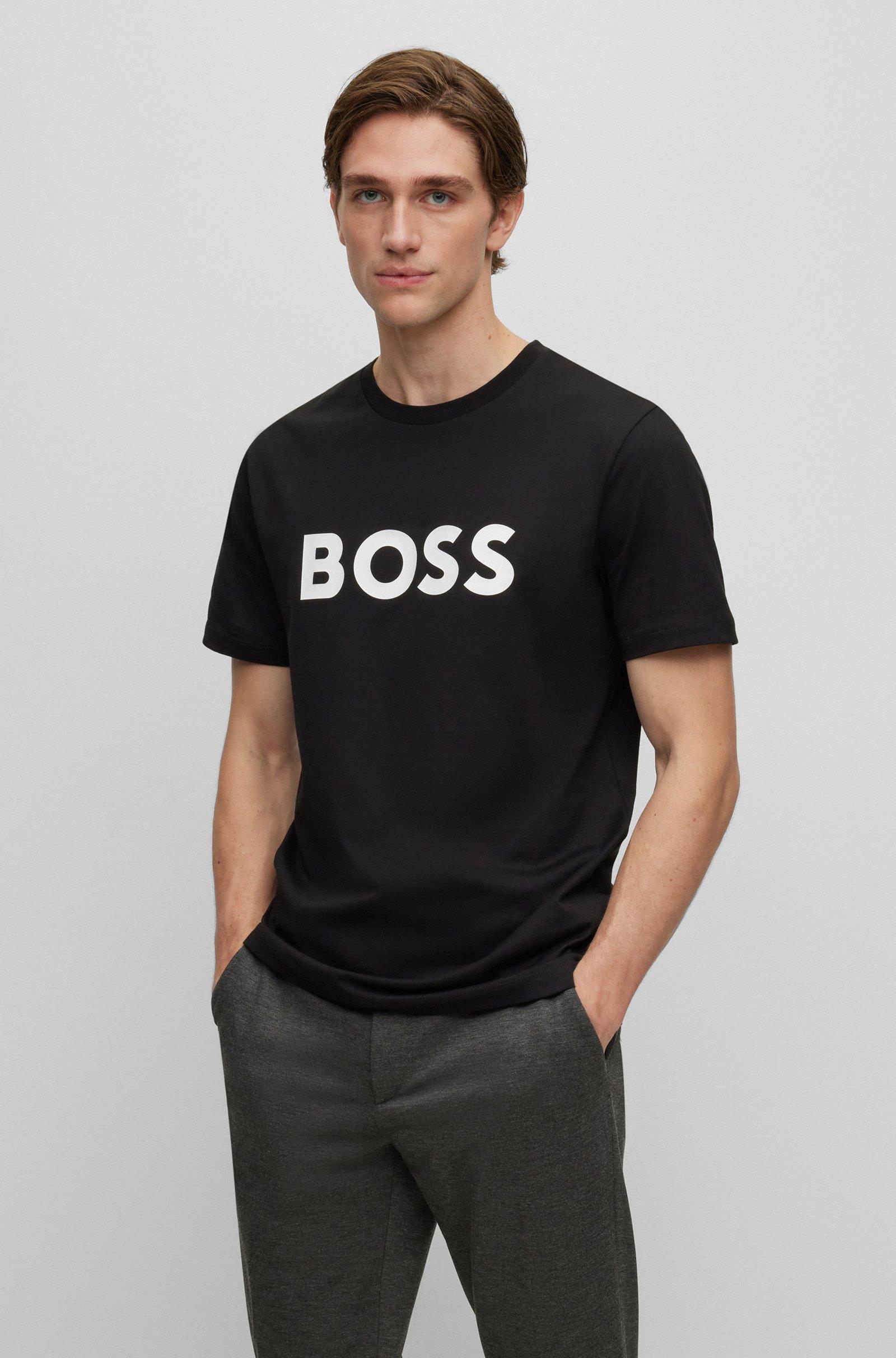 BOSS BOSS Erkek regular fit Kısa Kollu Düz Bisiklet Yaka Siyah T-Shirt 50495742-001
